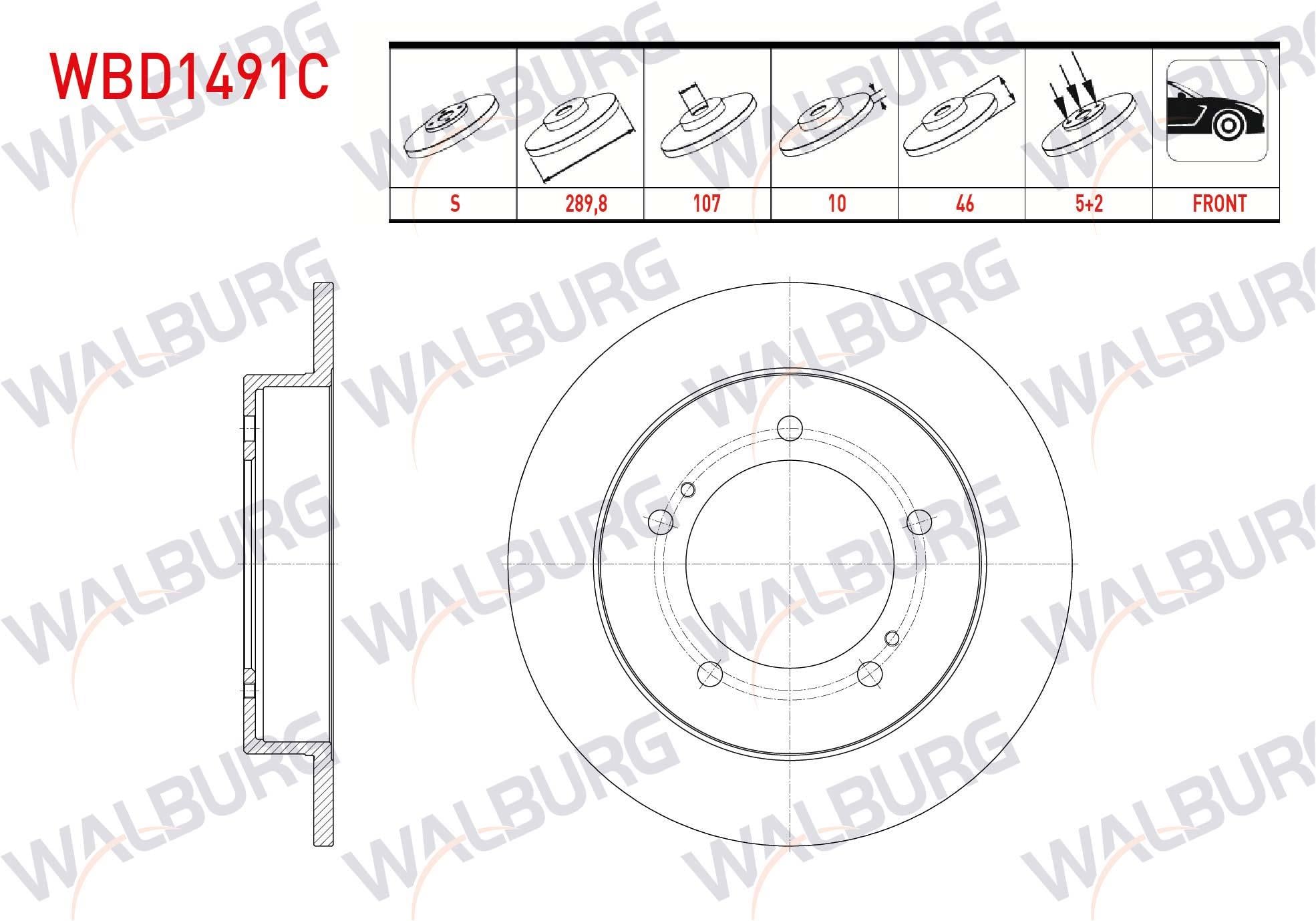 FREN DISKI ON DUZ KAPLAMALI 5 BJN 289,8X10X107X46 SUZUKI VITARA (ET,TA) 1.6i 16v 1988-1999