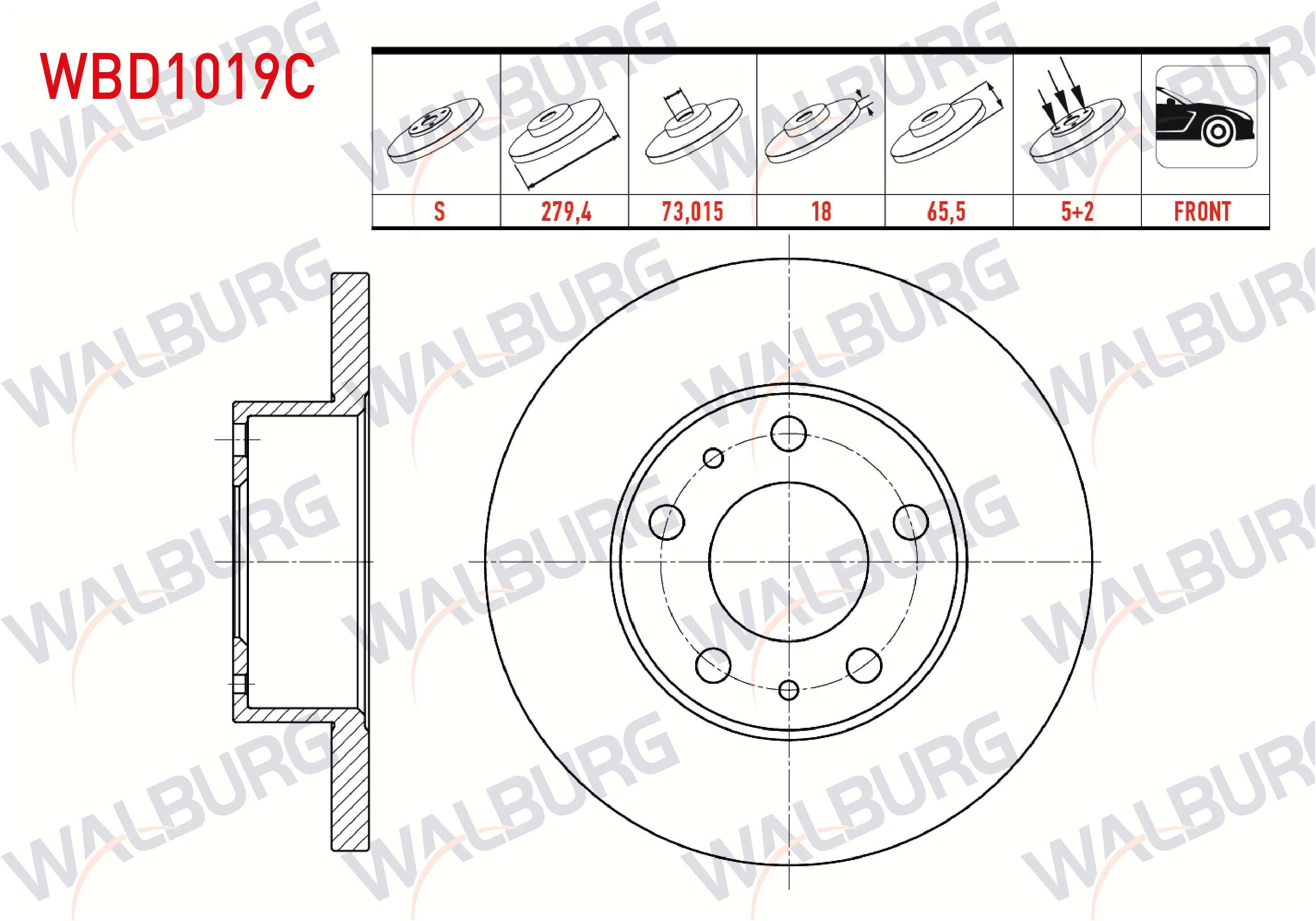 FREN DISKI ON DUZ KAPLAMALI CITROEN JUMPER I 2.8 TDI 1.4q 5 BIJON 279,4X18X73,02X65,5 1994-2002