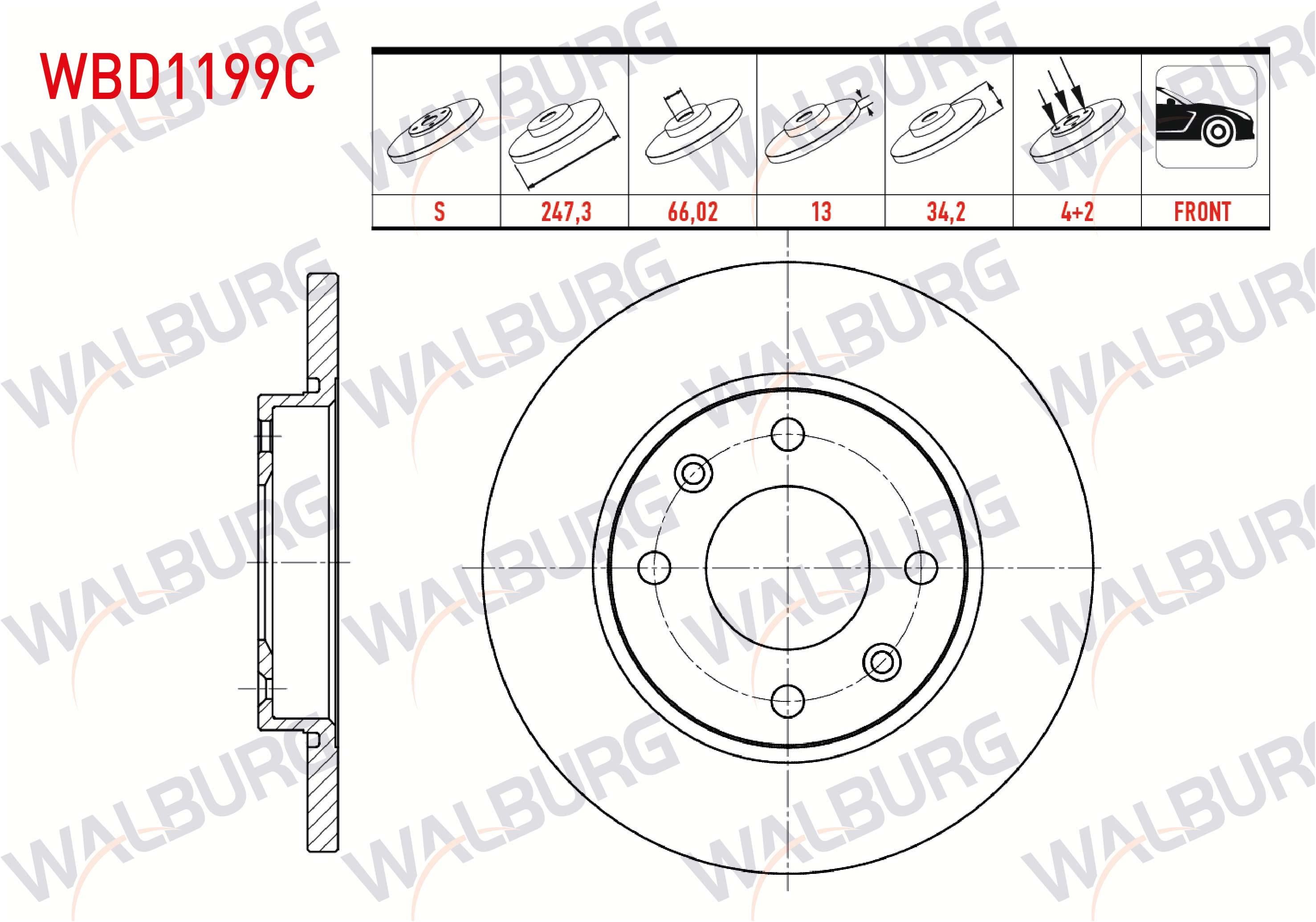 FREN DISKI ON DUZ KAPLAMALI CITROEN XSARA (N1) 1.9 4 BIJON 247,3X13X66,02X34,2 1997-2005