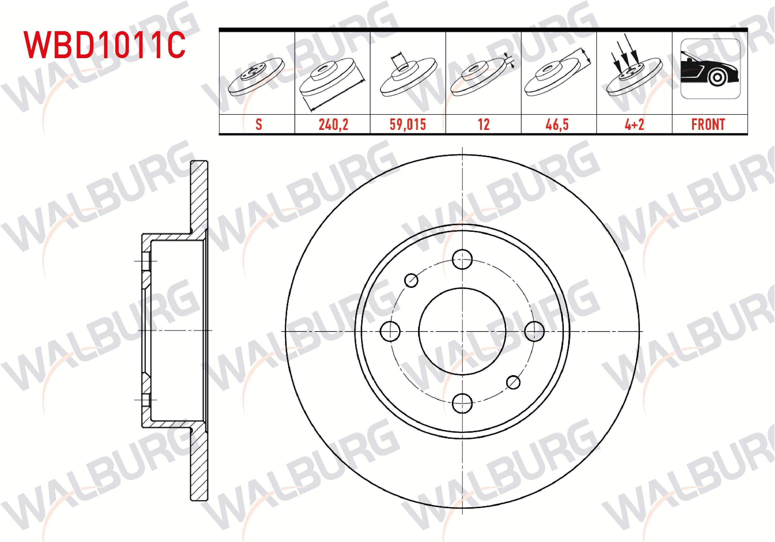 FREN DISKI ON DUZ KAPLAMALI FIAT SAHIN 1.6 4 BIJON 240,2X12X59,02X46,5 1993-2002