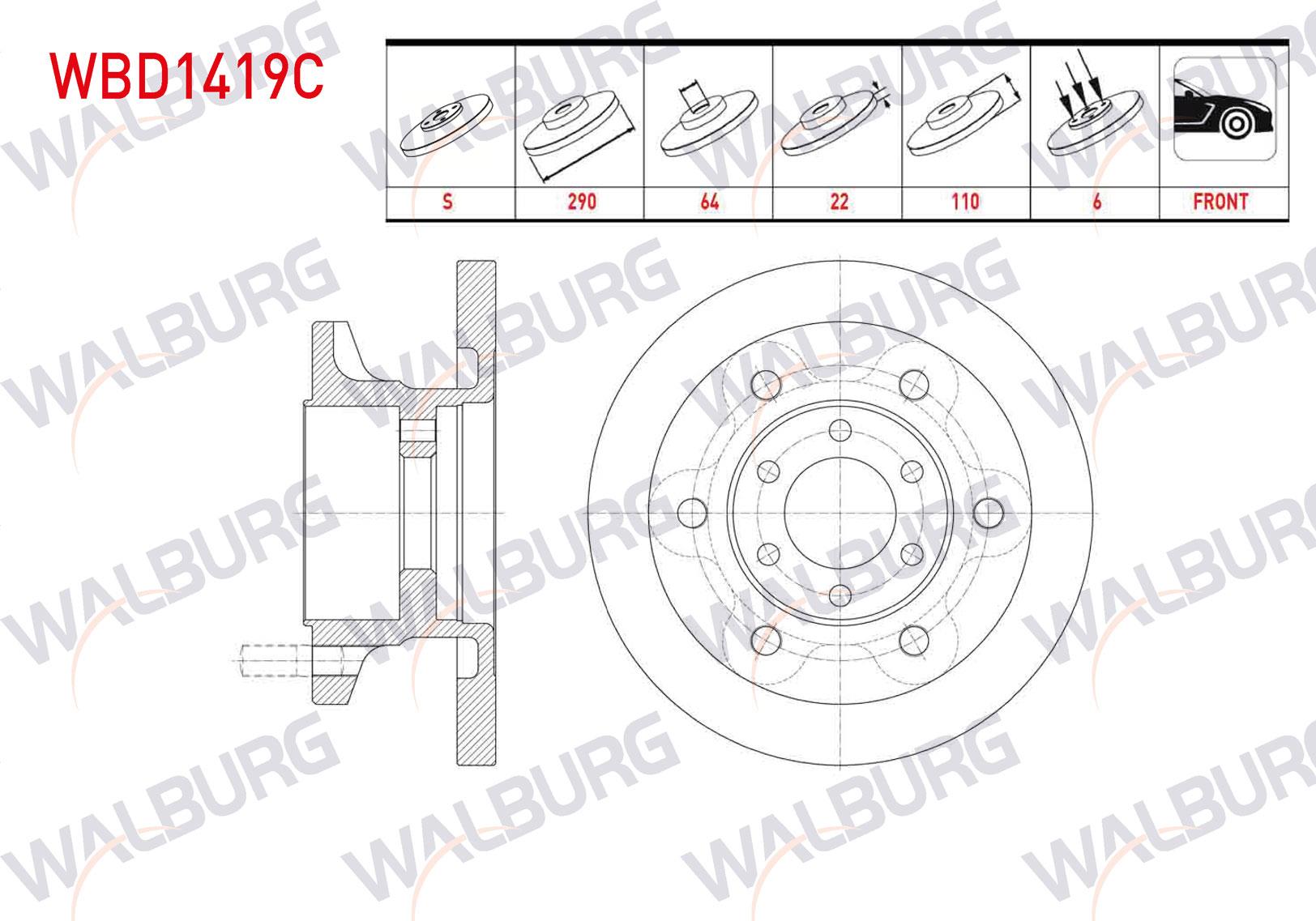 FREN DISKI ON DUZ KAPLAMALI IVECO DAILY III (35 C15) 2.8 D 6 BIJON 290X22X64X110 1999-2006