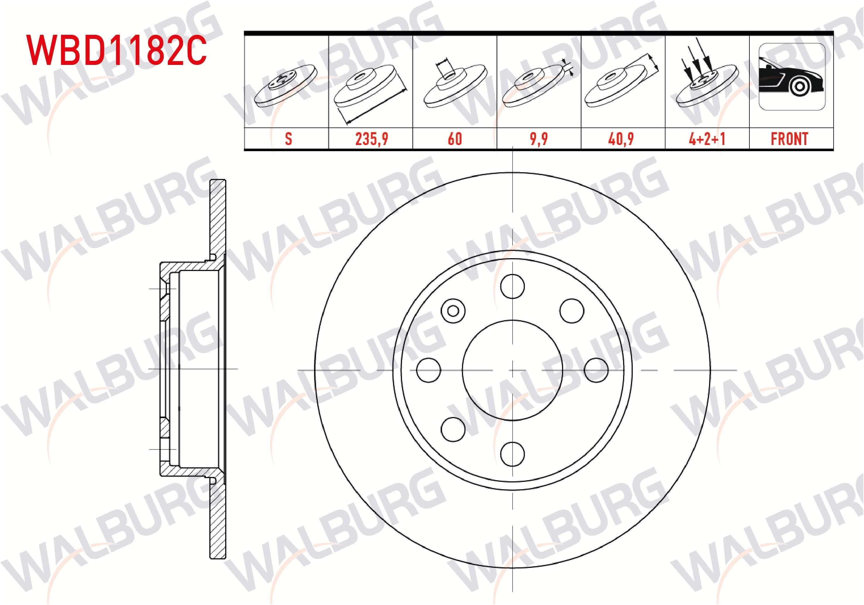 FREN DISKI ON DUZ KAPLAMALI OPEL KADETT E 1.3 4 BIJON 235,9X9,9X60X40,9 1984-1993