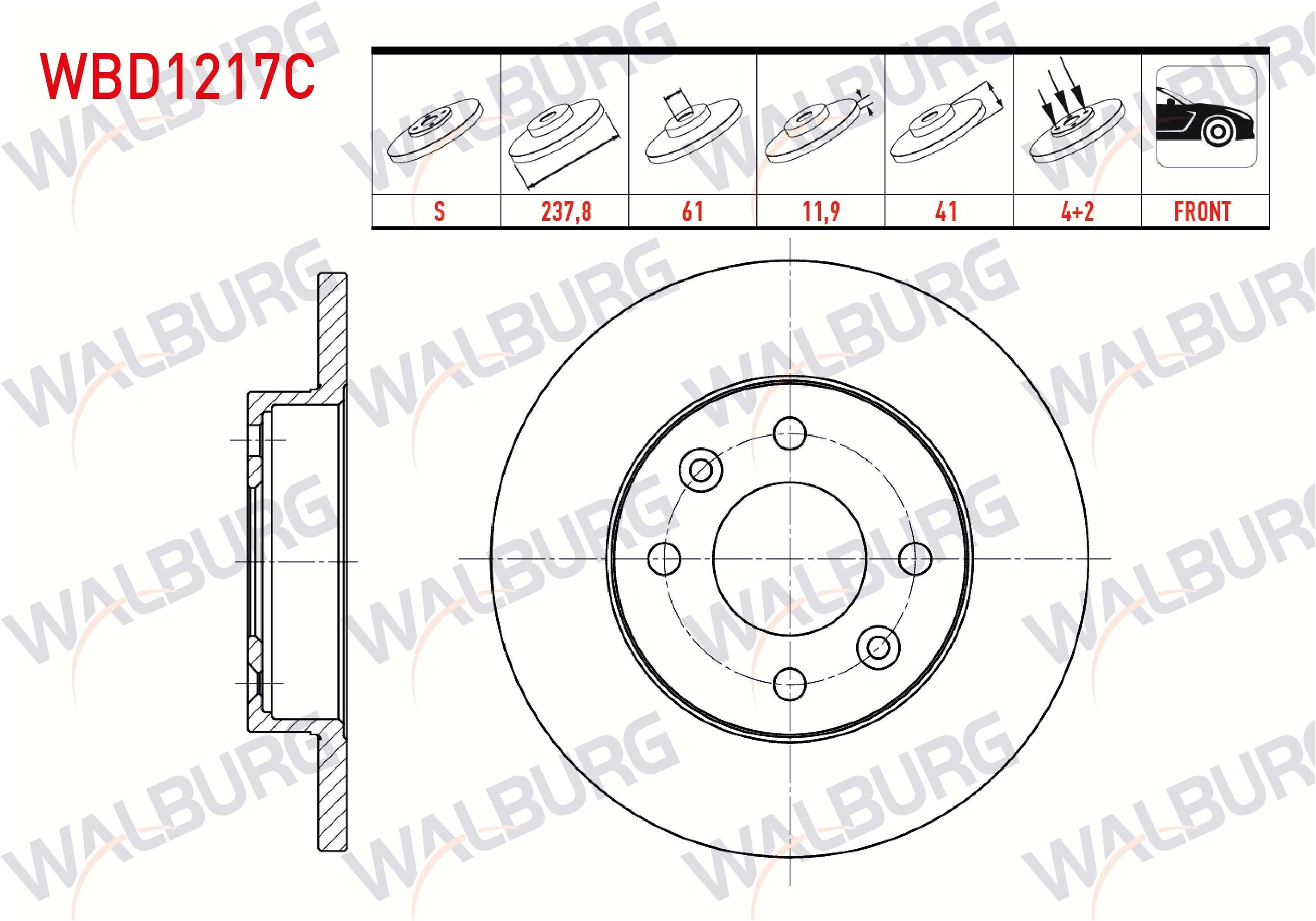FREN DISKI ON DUZ KAPLAMALI RENAULT R11 (B/C37) 1.6 4 BIJON 237,8X11,9X61X41 1983-1995