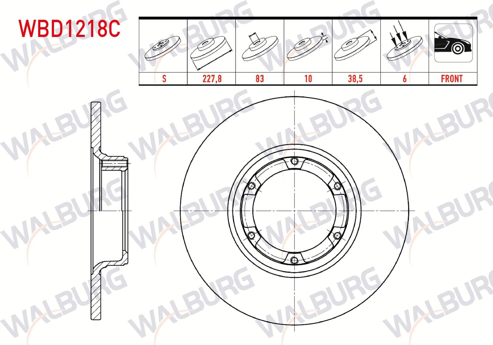 FREN DISKI ON DUZ KAPLAMALI RENAULT R12 1.4 4 BIJON 227,8X10X83X38,5 1971-2000