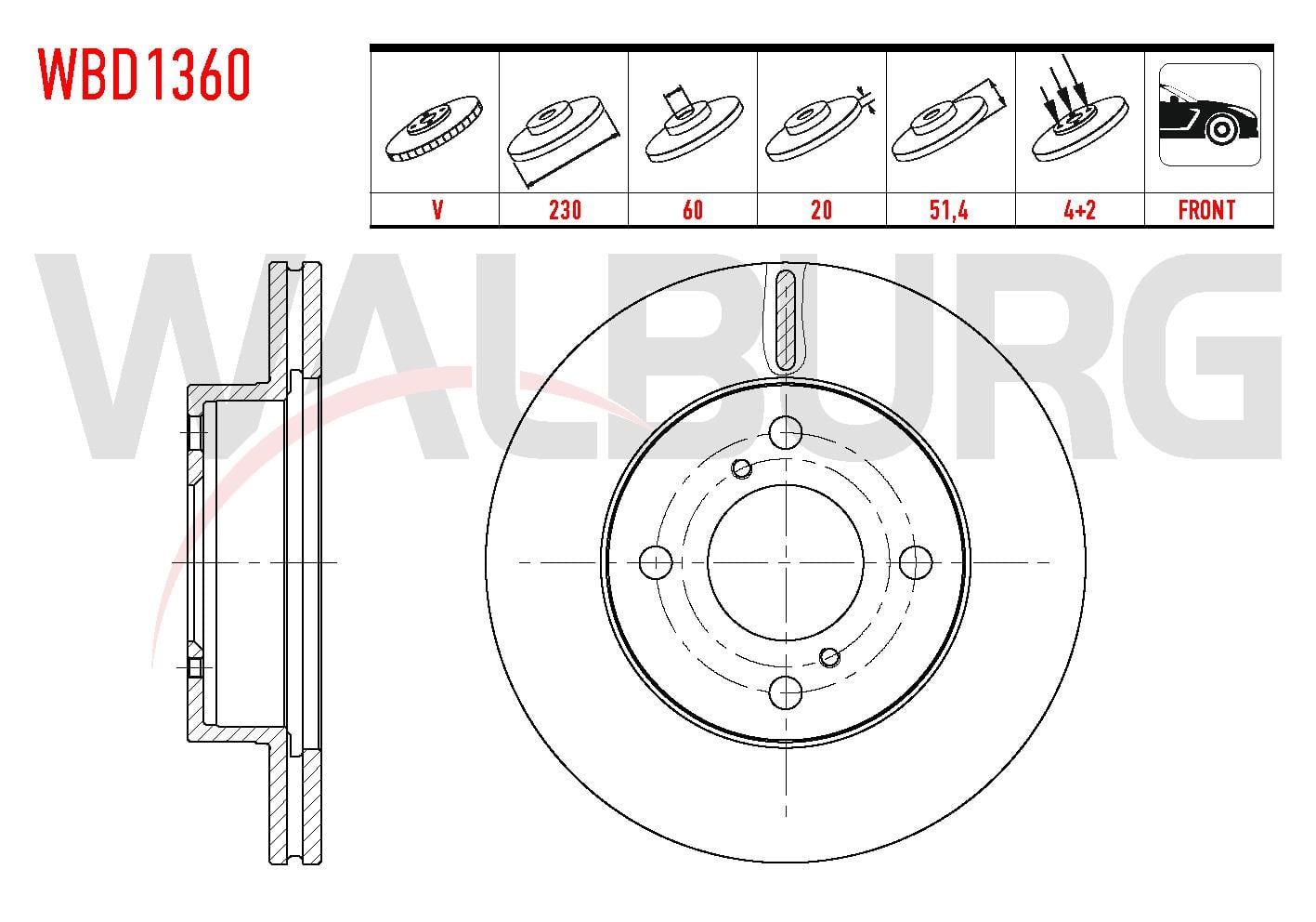 FREN DISKI ON HAVALI 4 BJN 230X20X60X51,4 SUZUKI ALTO V (GF) 1.0 2009-