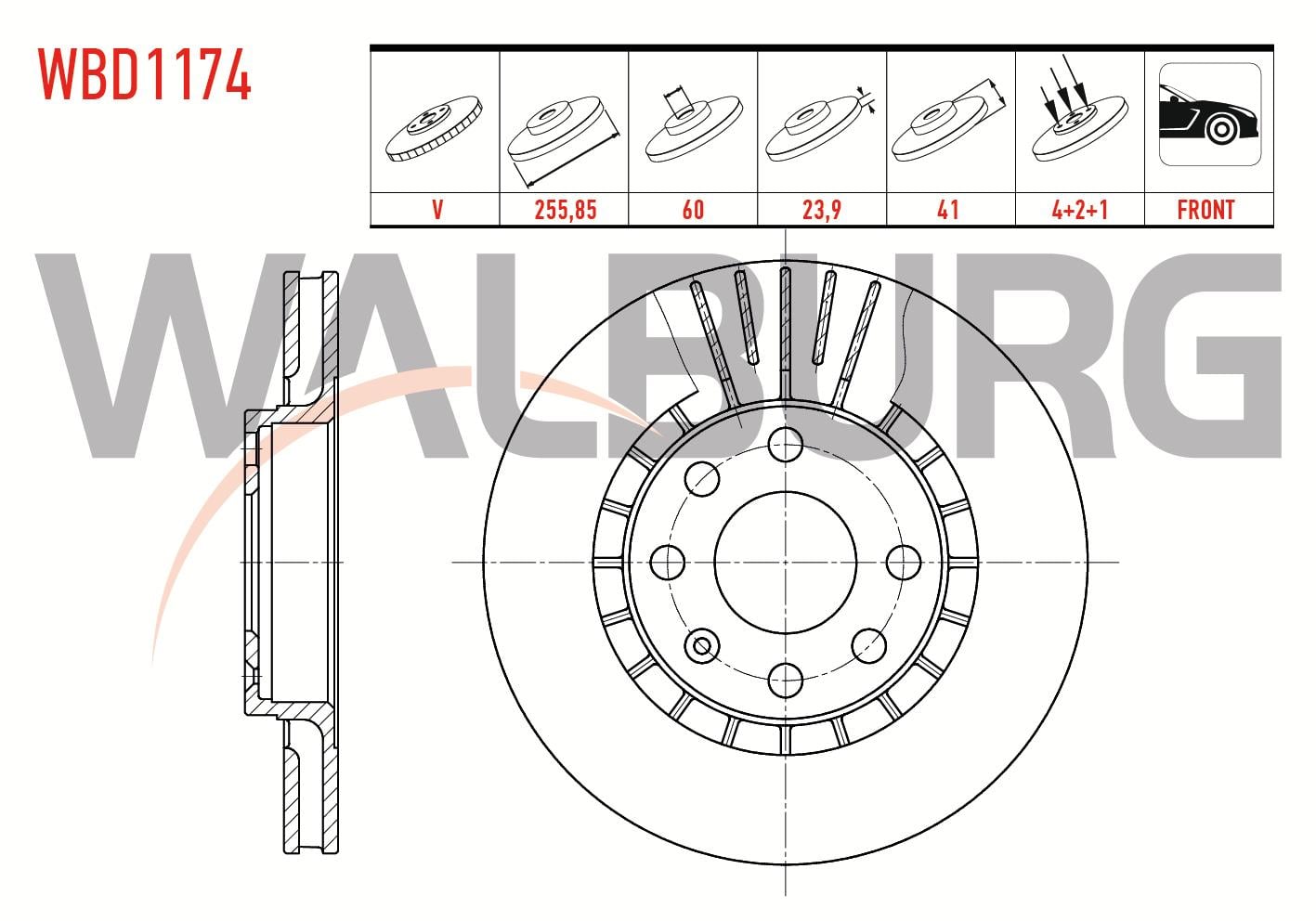 FREN DISKI ON HAVALI 4 BJN 255,85X23,9X60X41 OPEL VECTRA A 2.0 1988-1995/ VECTRA B 1.6i - 2.0i 1995-2003/ ASTRA F 1.4i - 1.6i 1991-1998/ ASTRA F CLASSIC 1.4i -1.6i 1998-2002/ CORSA C 1.4 2000-2006