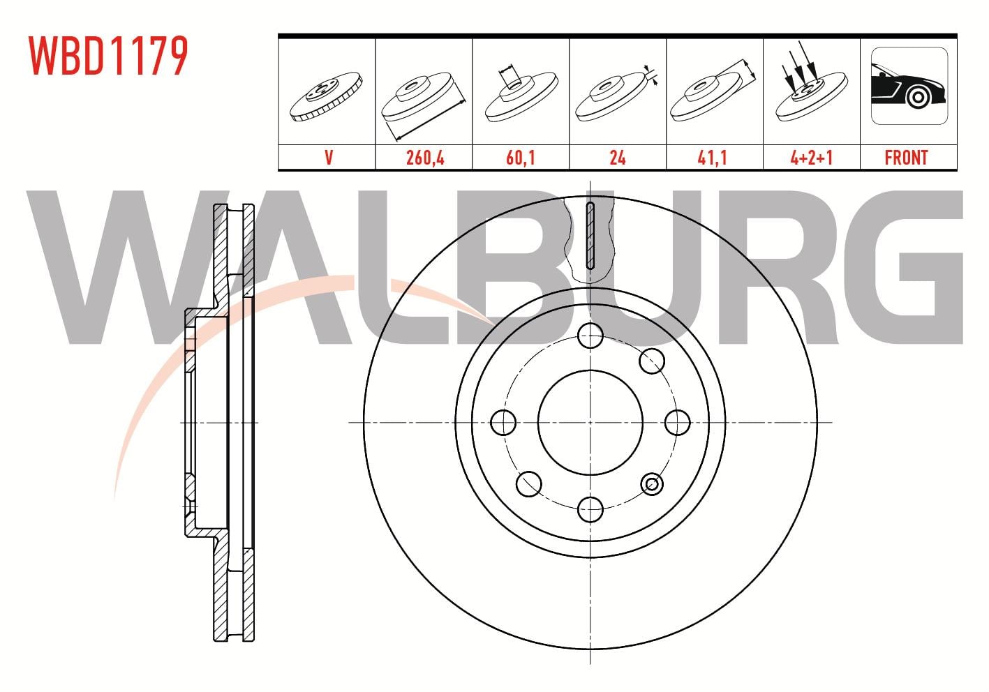 FREN DISKI ON HAVALI 4 BJN 260,4X24X60,1X41,1  OPEL CORSA C 1.3 CDTI - 1.7 CDTI  - 1.4 - 1.6 2000-2006 / COMBO C 1.3 CDTI - 1.7 CDTI 2001-2006/ TIGRA B 1.3 CDTI 2000-2006
