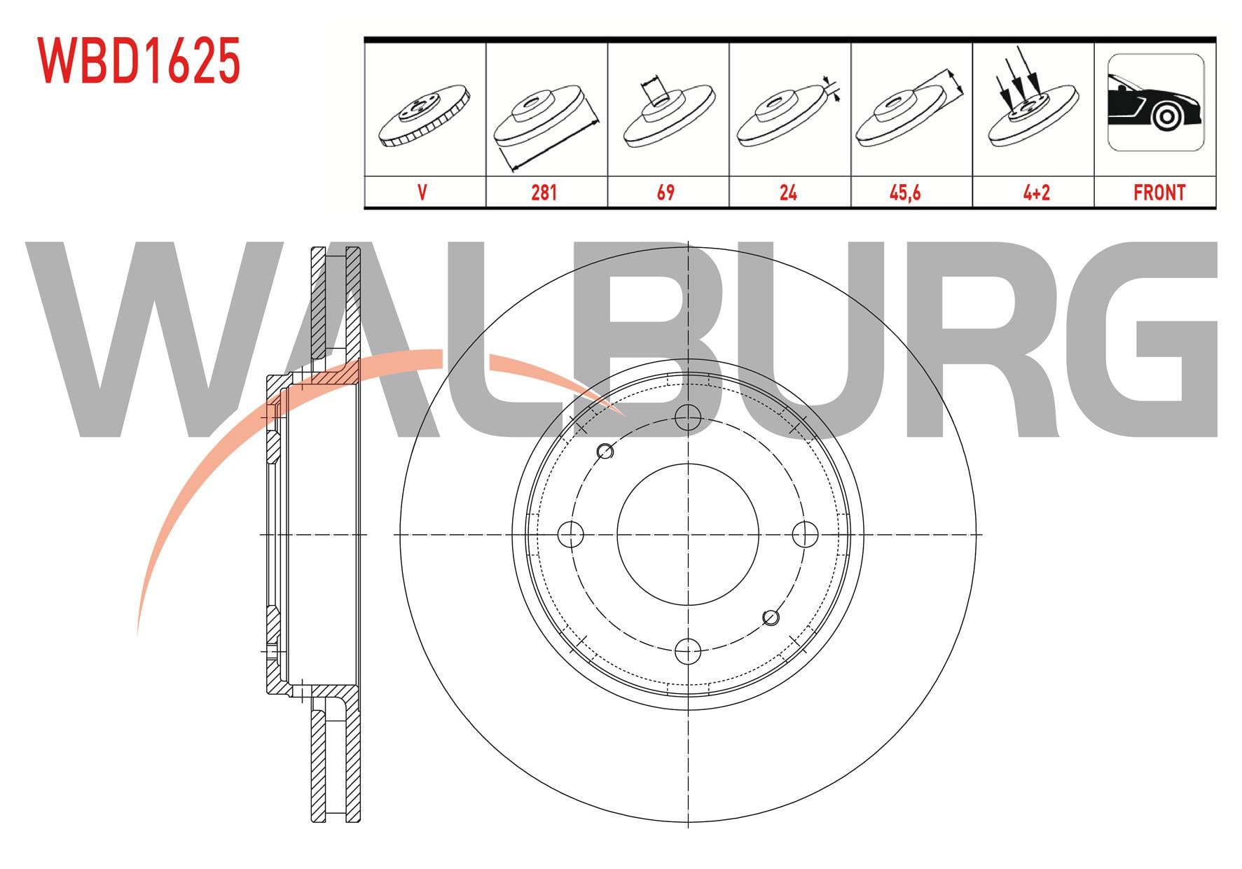 FREN DISKI ON HAVALI 4 BJN 281X24X69X45,6 MITSUBISHI CARISMA 1.6-1.8-1.9 1995-2006 / VOLVO S40 1995-2003 / V40 1.6-1.8-1.9-2.0 1995-1999