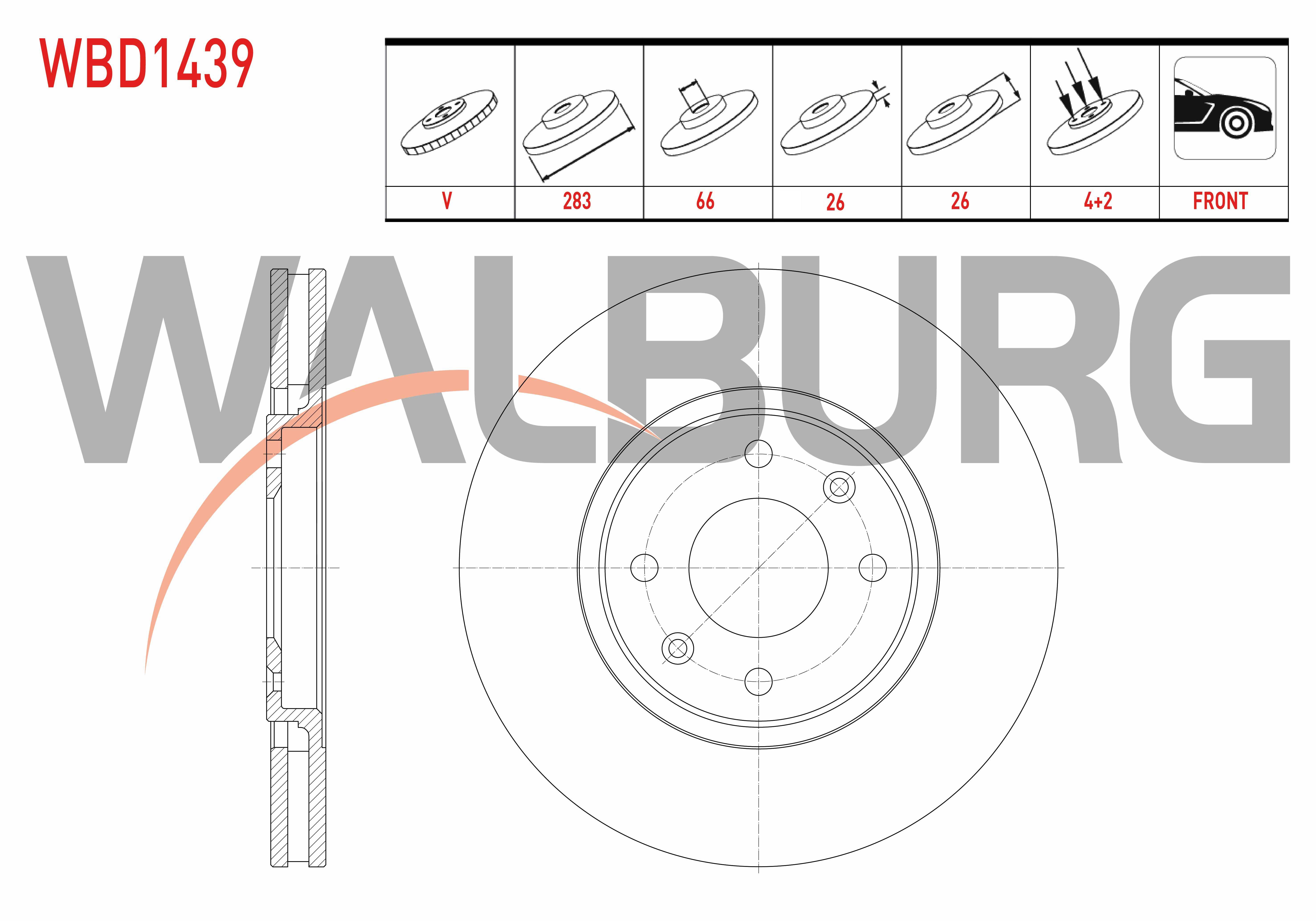 FREN DISKI ON HAVALI 4 BJN 283X26X66X26 PEUGEOT 406 2.0i - 3.0 1995-2004 / CITROEN XANTIA 2.0 1993-1998