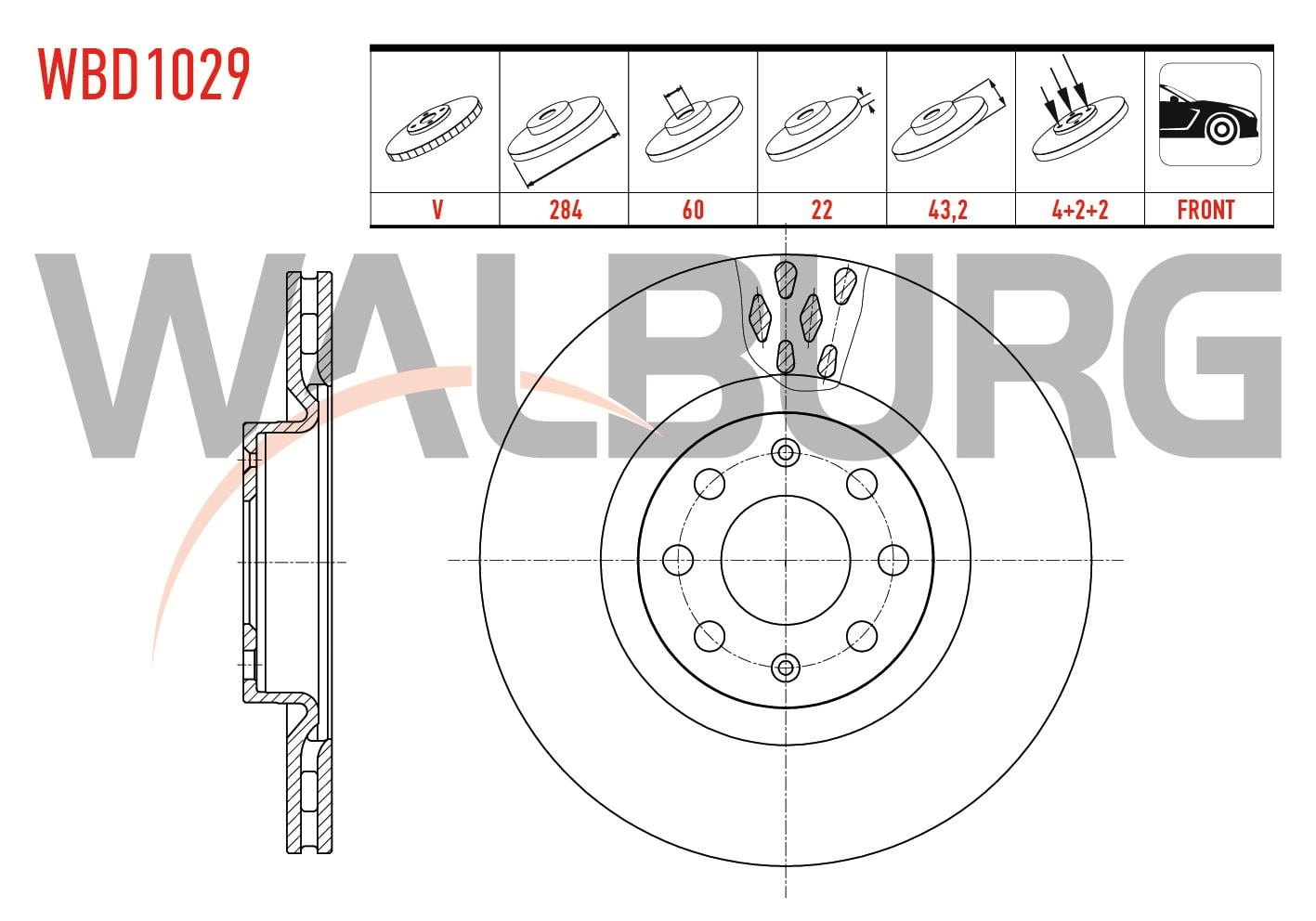 FREN DISKI ON HAVALI 4 BJN 284X22X60X43,2 FIAT G.PUNTO 1.3 MJT - 1.9 MJT 2005-2012/ OPEL CORSA D 1.3 CDTI - 1.2 - 1.4 2006-2014
