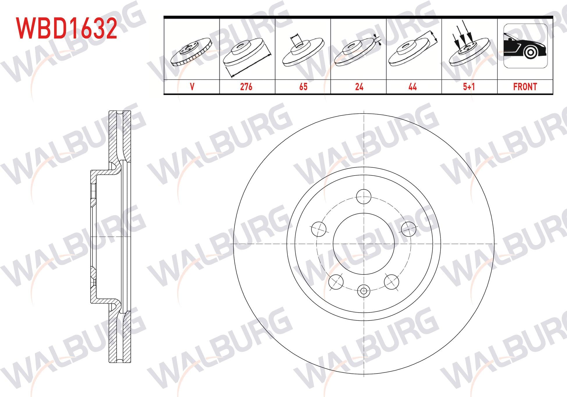 FREN DISKI ON HAVALI 5 BJN 276X24X65X44 SKODA KAMIQ 2019- / SCALA 2019- / VW POLO VI 2017- / T-CROSS 2018- / SEAT ARONA 2017- / IBIZA V 2017- / AUDI A1 SPORTBACK 2018-