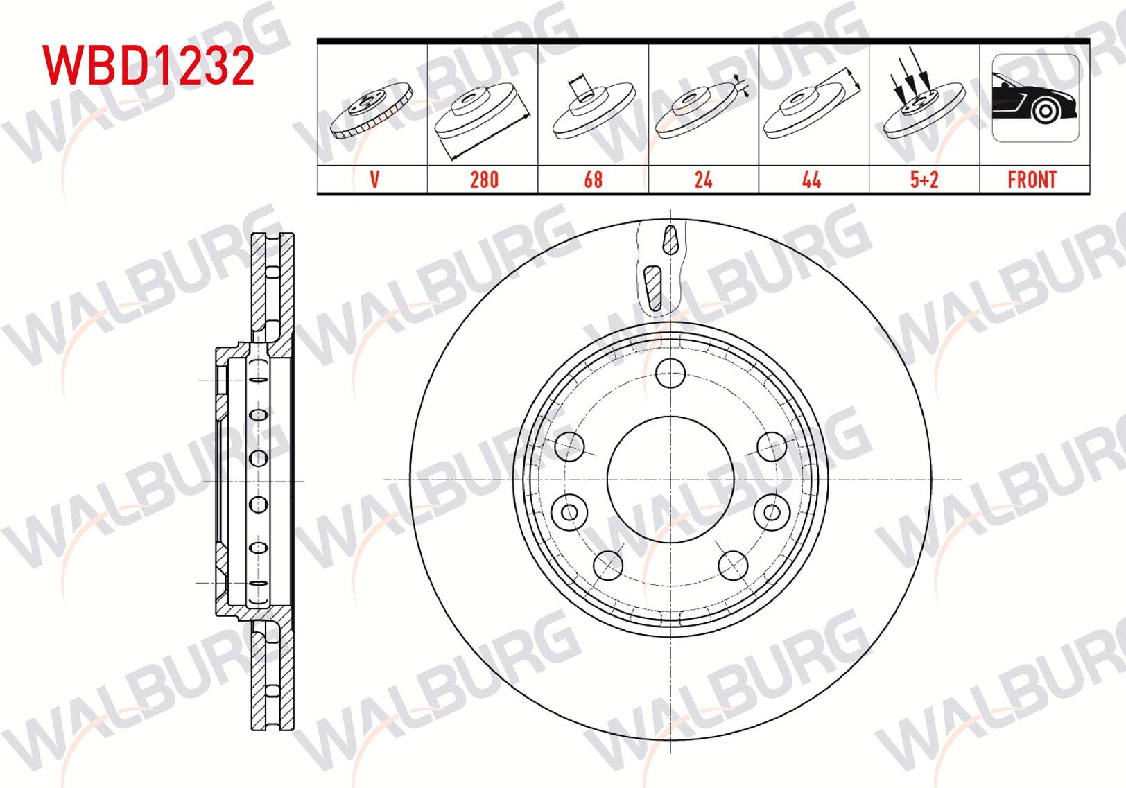 FREN DISKI ON HAVALI 5 BJN 280X24X68X44 CAPTUR II 20-/ FLUENCE 10-/ LAGUNA III 07-15/ MEGANE III 08-15/ MEGANE IV 16-/ SCENIC III 09-/ ZOE 12-/ DACIA