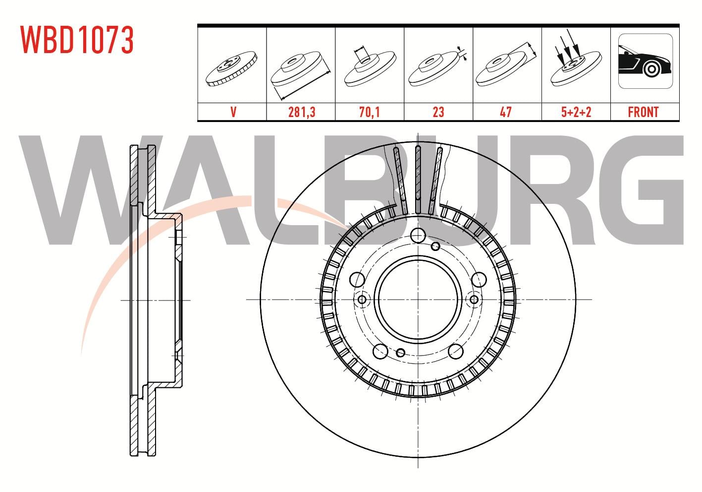 FREN DISKI ON HAVALI 5 BJN 281,3X23X70,1X47 HONDA CR-V I 2.0i 16v 1995-2002 /HR-V (GH) 1.6 1999-