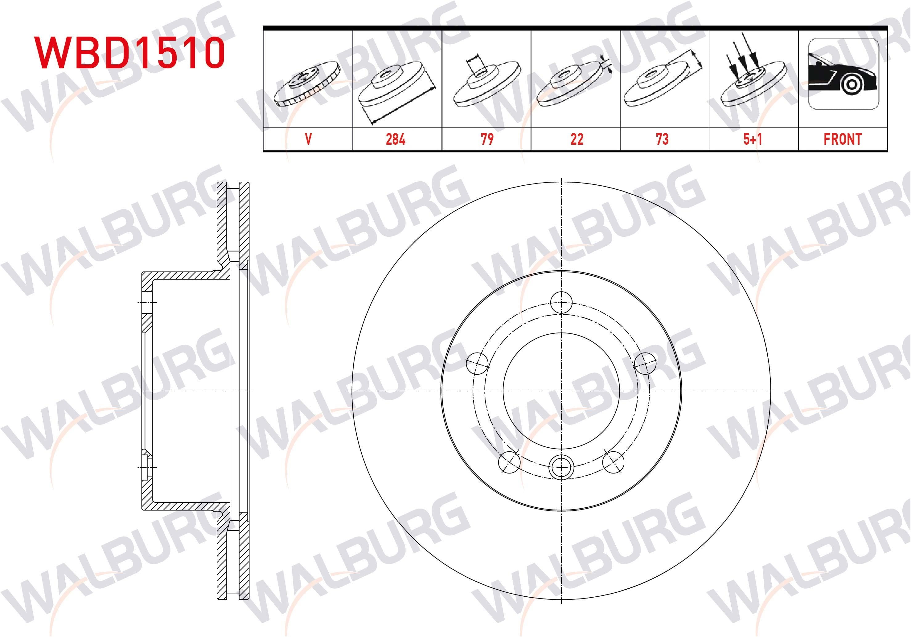 FREN DISKI ON HAVALI 5 BJN 284X22X79X73 BMW 1 SERISI (E81) 116 D 2004-2012