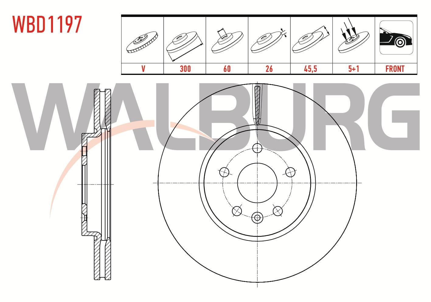 FREN DISKI ON HAVALI 5 BJN 300X26X60X45,5 OPEL MOKKA 1.6 CDTI - 1.6 CDTI - 1.6 - 1.4 - 2012- / CHEVROLET TRAX 1.4 - 1.6 2012-2014