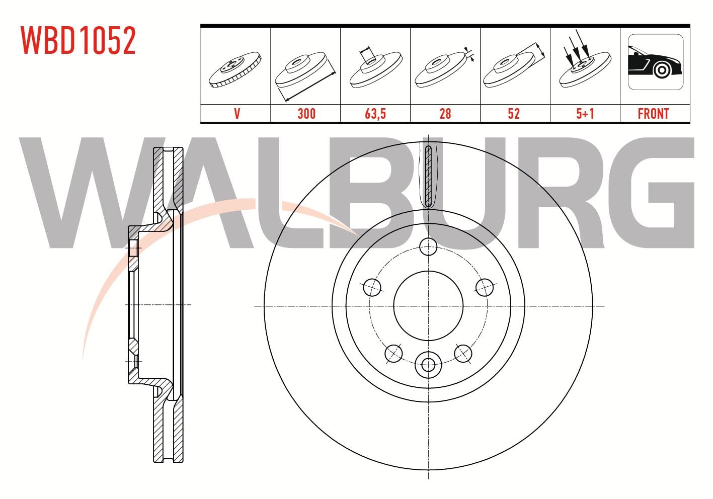 FREN DISKI ON HAVALI 5 BJN 300X28X63,5X52 FORD MONDEO IV 1.6 TI-VCT - 2.0 TDCI - 1.6 TDCI 07-14/S-MAX 2.0 TDCI 06-/VOLVO S60 T3 - T4 - D5 -T5 10-/S80 2.0 TDI 06-/XC70 D3 07-/LR FREELANDER 2.0 T 06-14