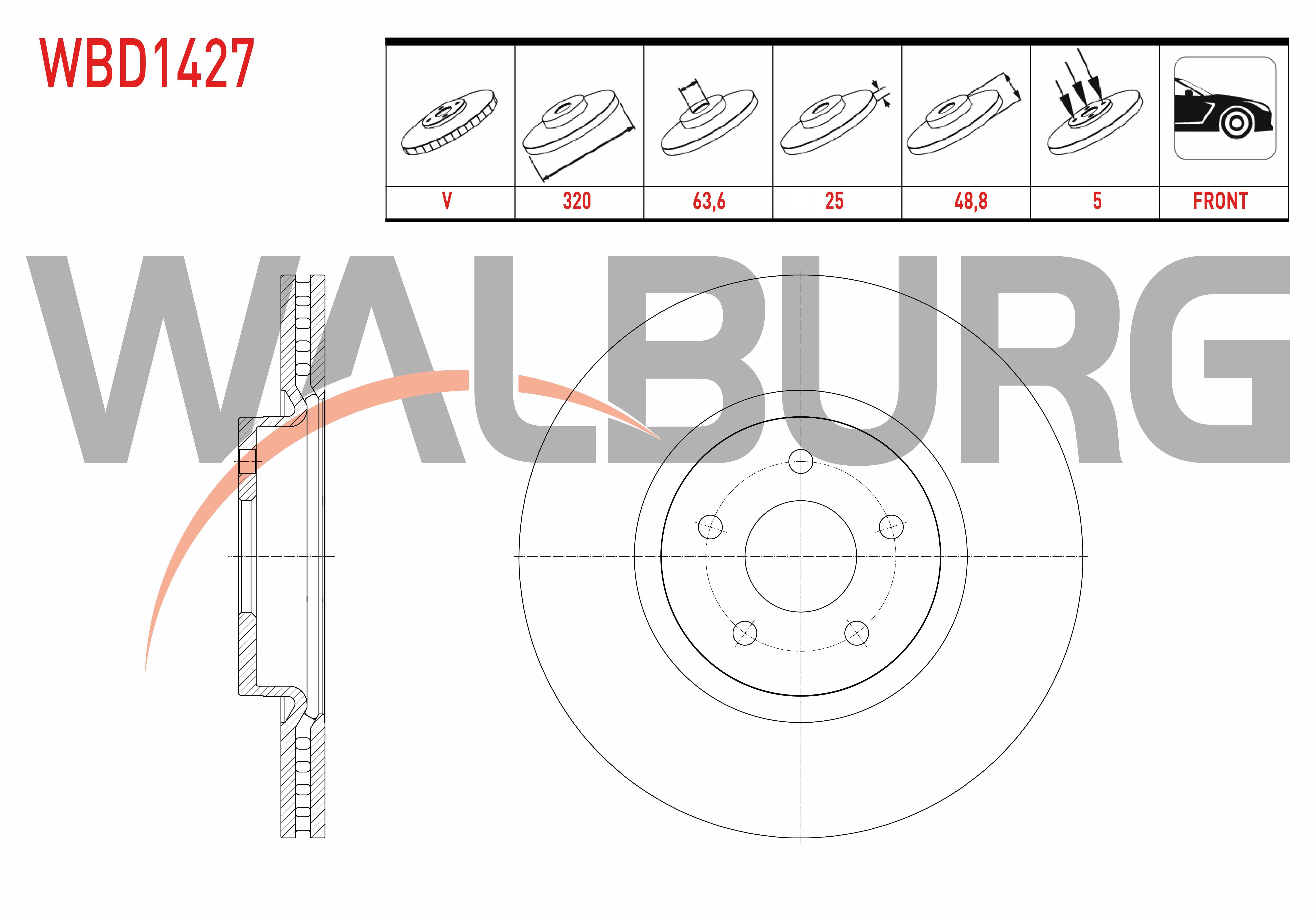 FREN DISKI ON HAVALI 5 BJN 320X25X63,6X48,8 FORD KUGA II 1.5 TDCI - 1.5 EcoBoost - 2.0 TDCI 2013-