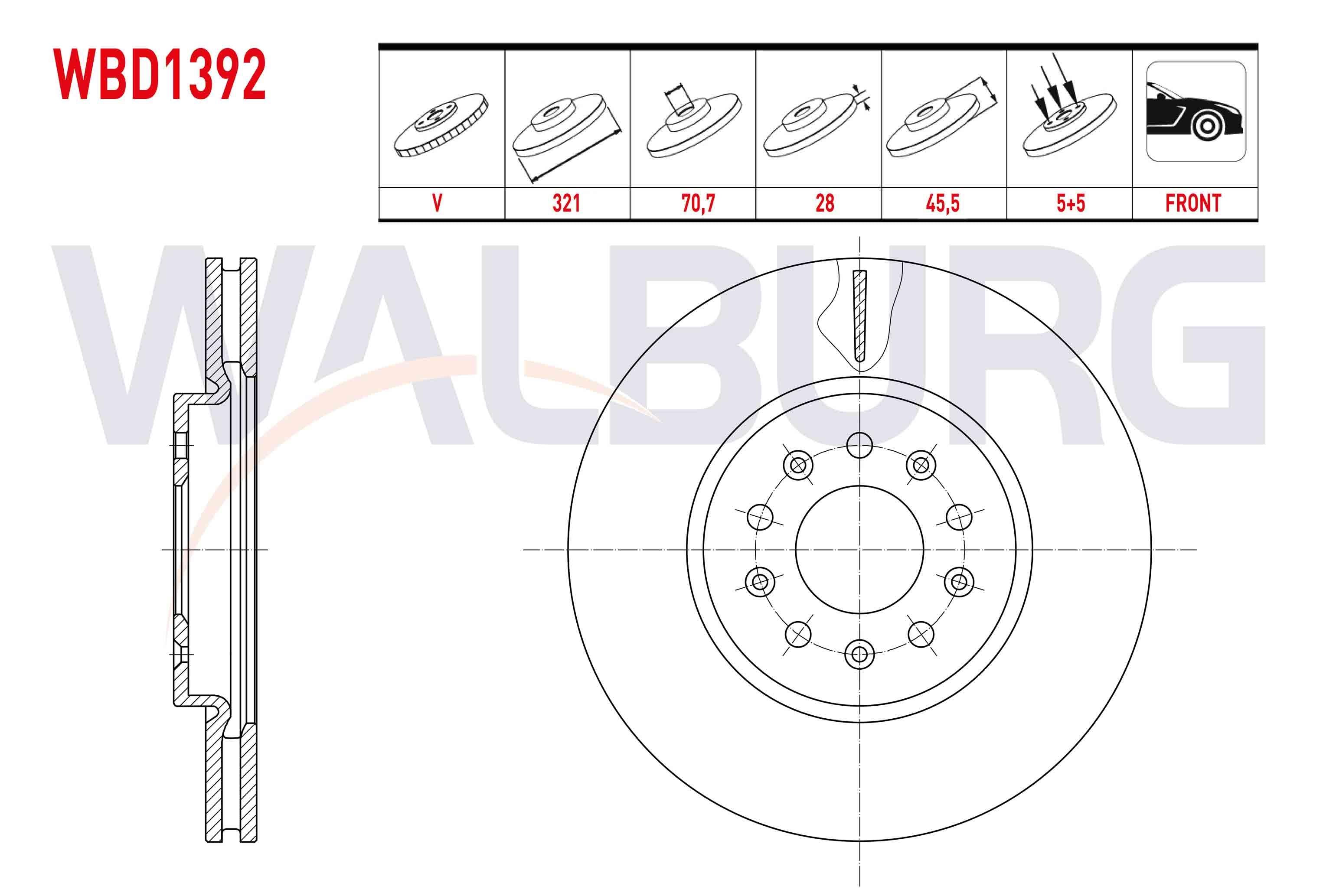 FREN DISKI ON HAVALI 5 BJN 321X28X70,7X45,5 OPEL INSIGNIA B (Z18) 1.6 CDTI 17 JANT 2017- / OPEL INSIGNIA B (Z18) 2.0 CDTI 2017-