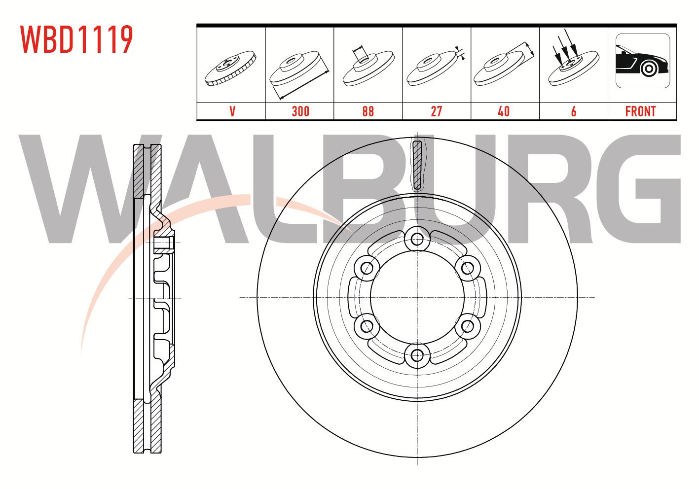 FREN DISKI ON HAVALI 6 BJN 300X27X88X40 ISUZU D-MAX 2.5 D 2012-