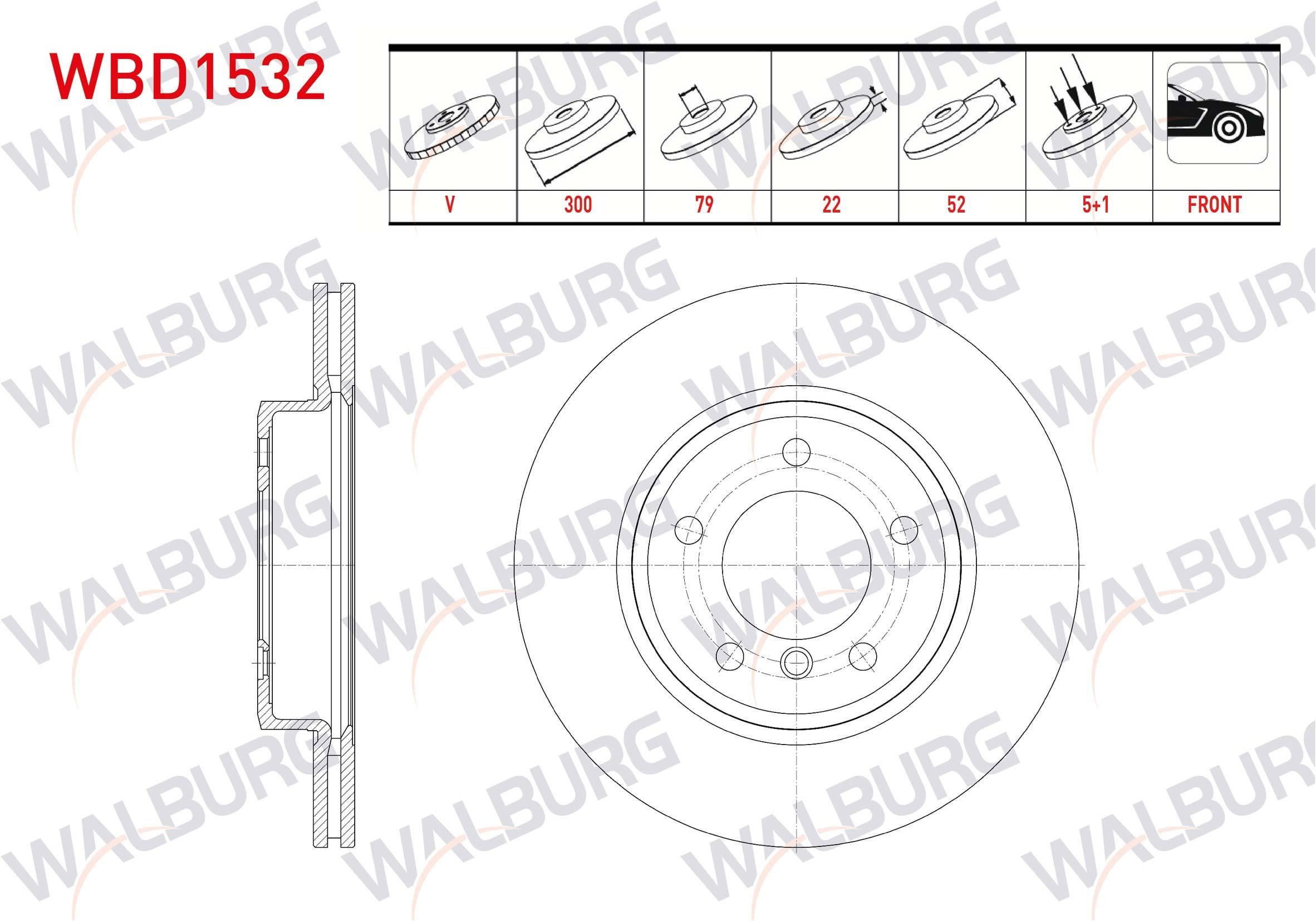 FREN DISKI ON HAVALI BMW 3 SERISI (E46) 320 D 5 BIJON 300X22X79X52 1998-2005
