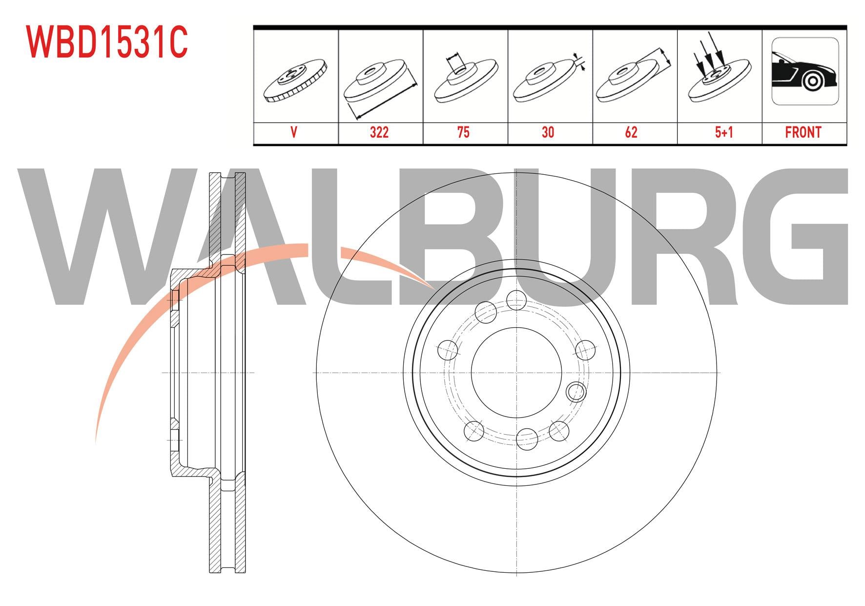 FREN DISKI ON HAVALI KAPLAMALI BMW X3 (E83) 3.0 D 5 BIJON 332X30X75X62 2004-2010