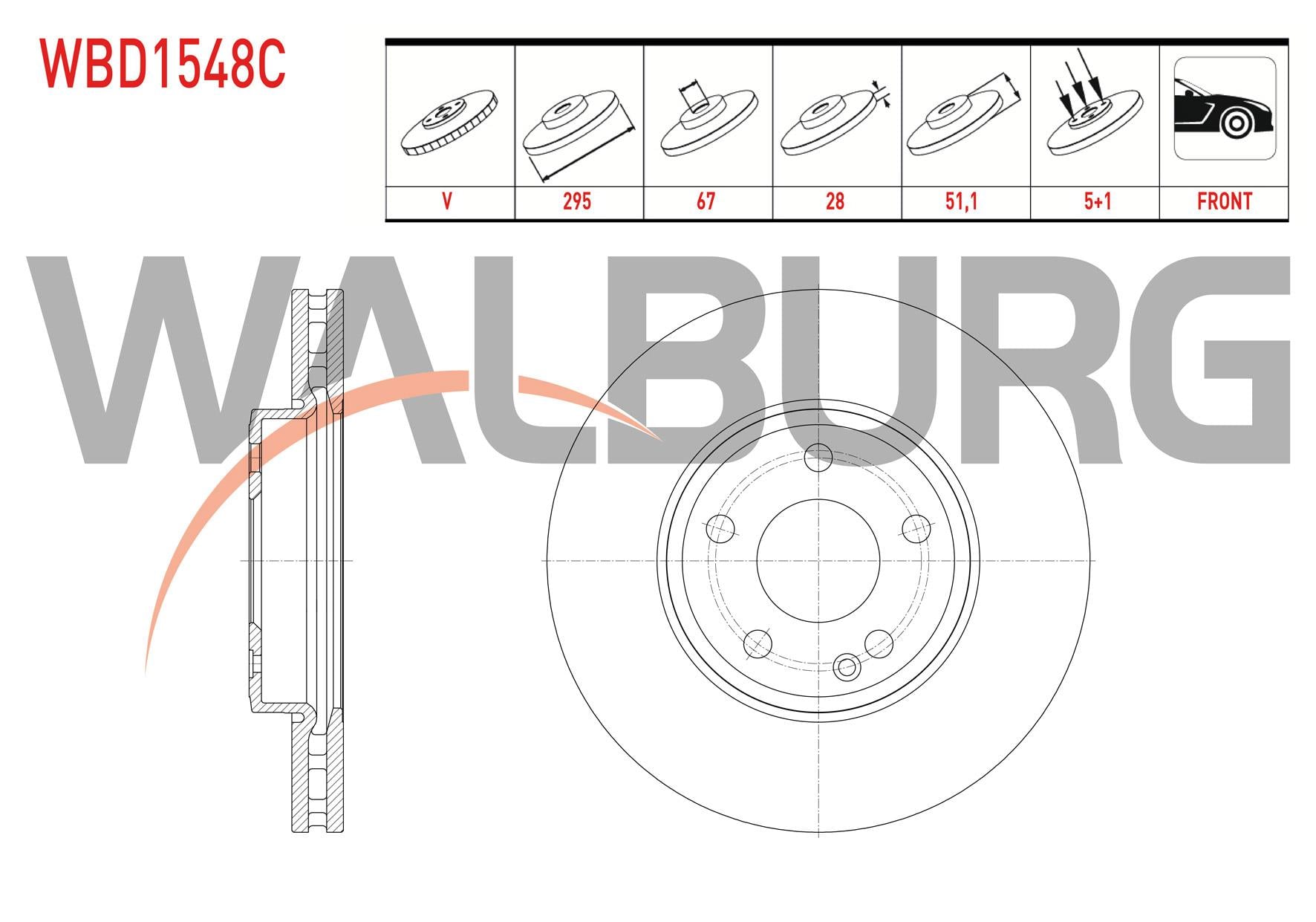 FREN DISKI ON HAVALI KAPLAMALI MERCEDES A SERISI (W176) A 220 CDI 5 BIJON 295X28X67X51,1 2012-