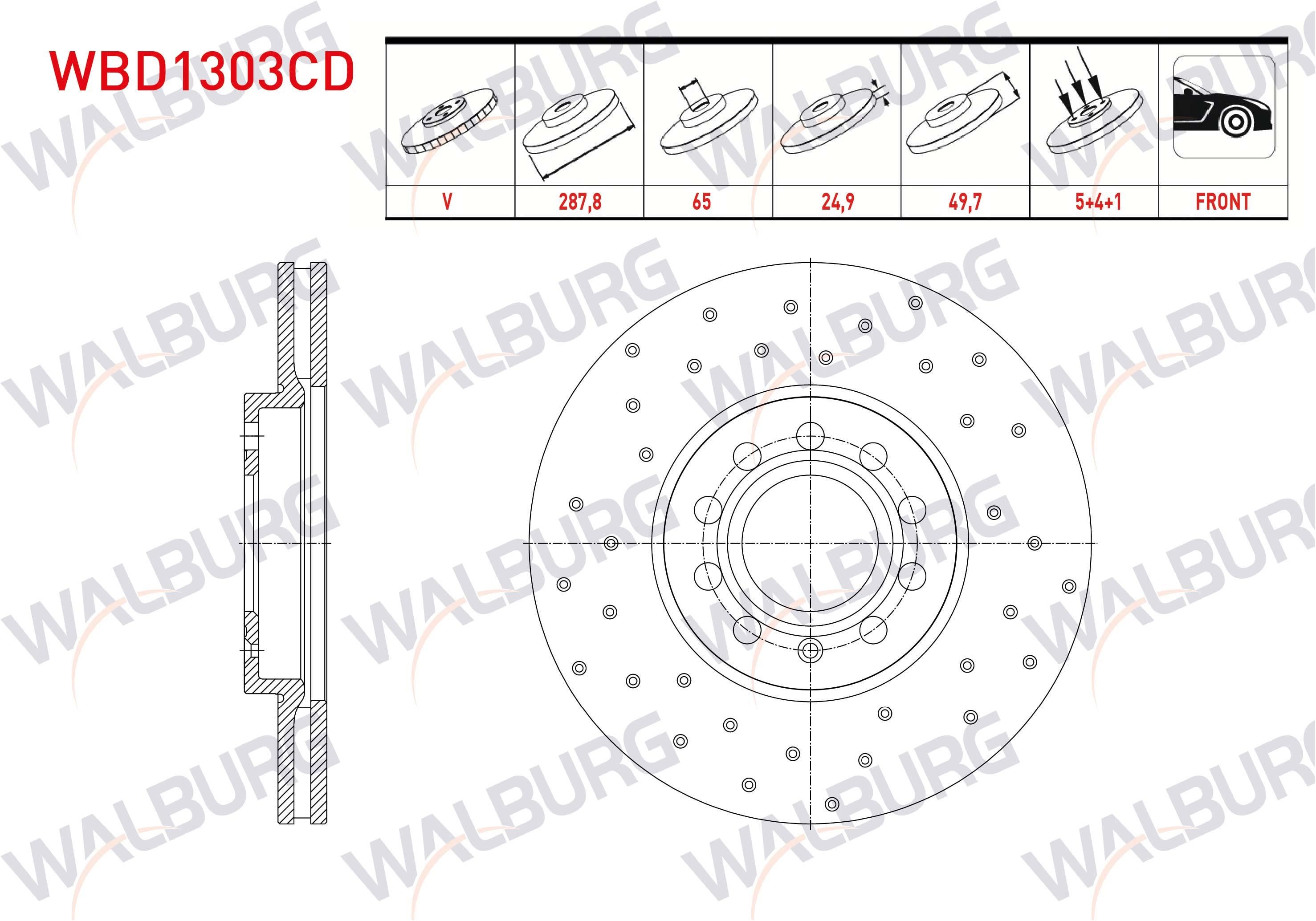 FREN DISKI ON HAVALI KAPLAMALI PERFORMANS DELIKLI 5 BJN 287,8X24,9X65X49,7 GOLF V 1.4 TSI-1.6 TDI 2003-2009/CADDY III 1.9 TDI-2.0 TDI 2004-2015/A3 1.6 TDI 2003-2012/LEON 1.4 TSI-1.6 05-12