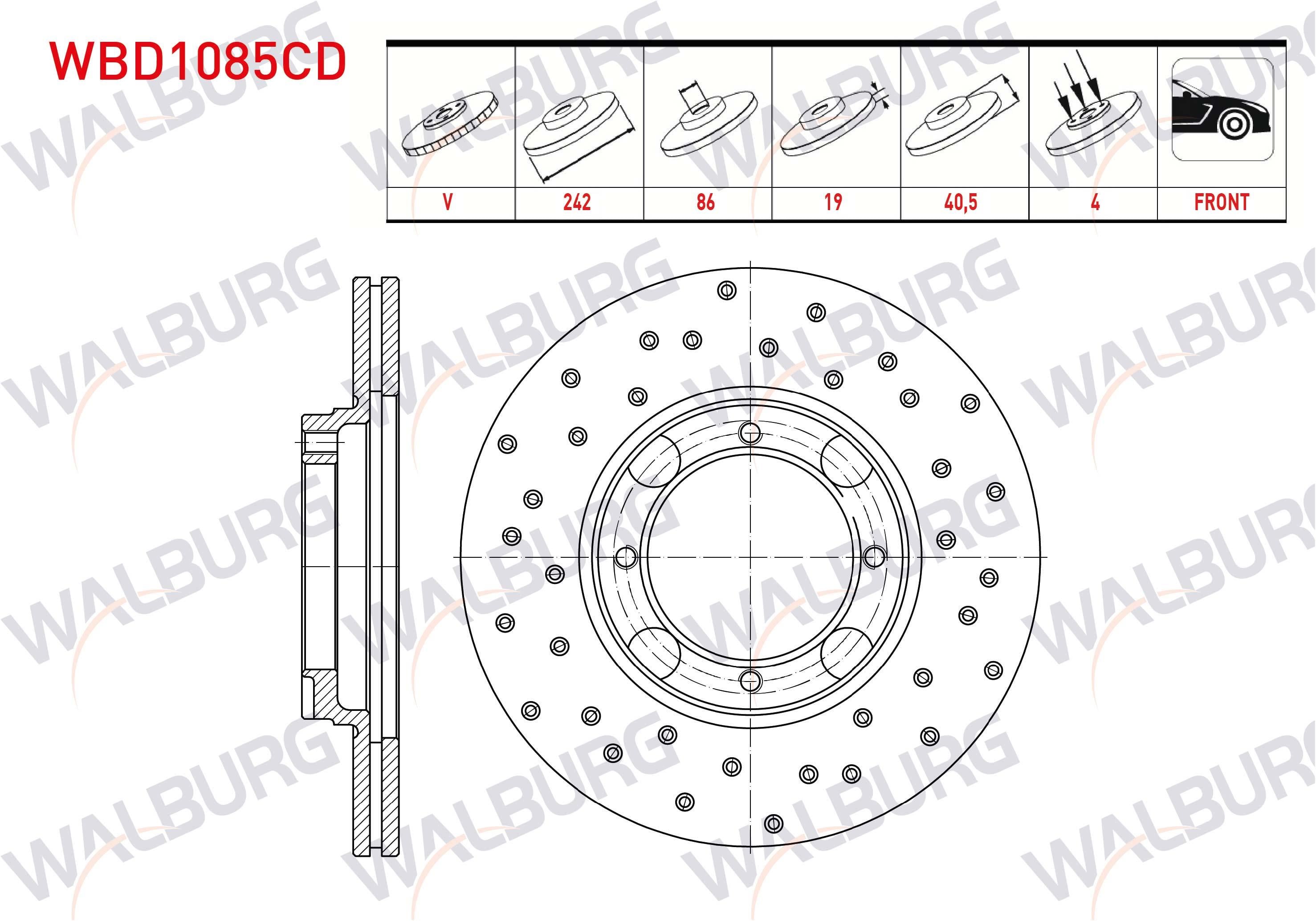 FREN DISKI ON HAVALI KAPLAMALI PERFORMANS DELIKLI HYUNDAI ACCENT I (X-3) 1.5i 4 BIJON 242X19X86X40,5 1994-2000