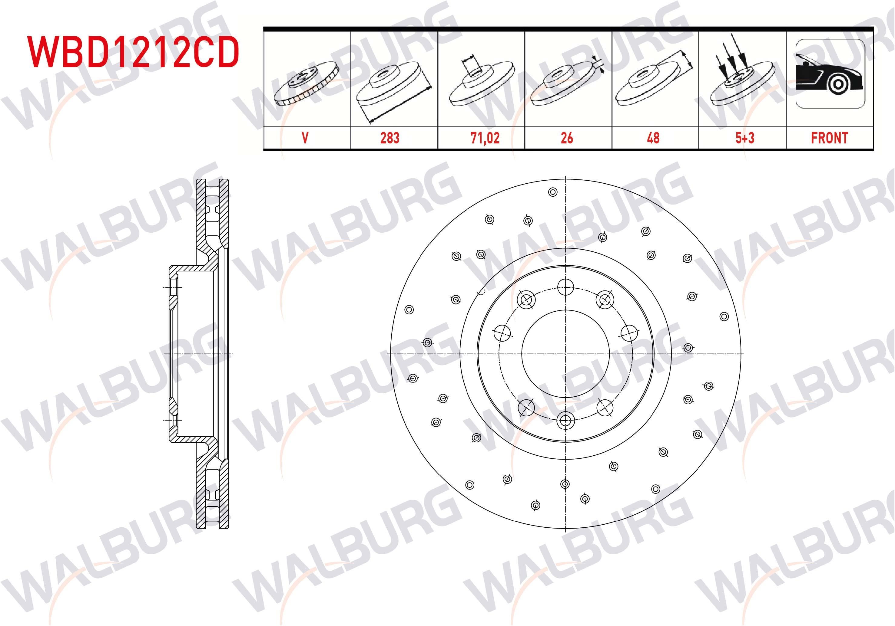 FREN DISKI ON HAVALI KAPLAMALI PERFORMANS DELIKLI 5 BJN 16 JANT 283X26X71,02X48PEUGEOT 308 1.6 2014-