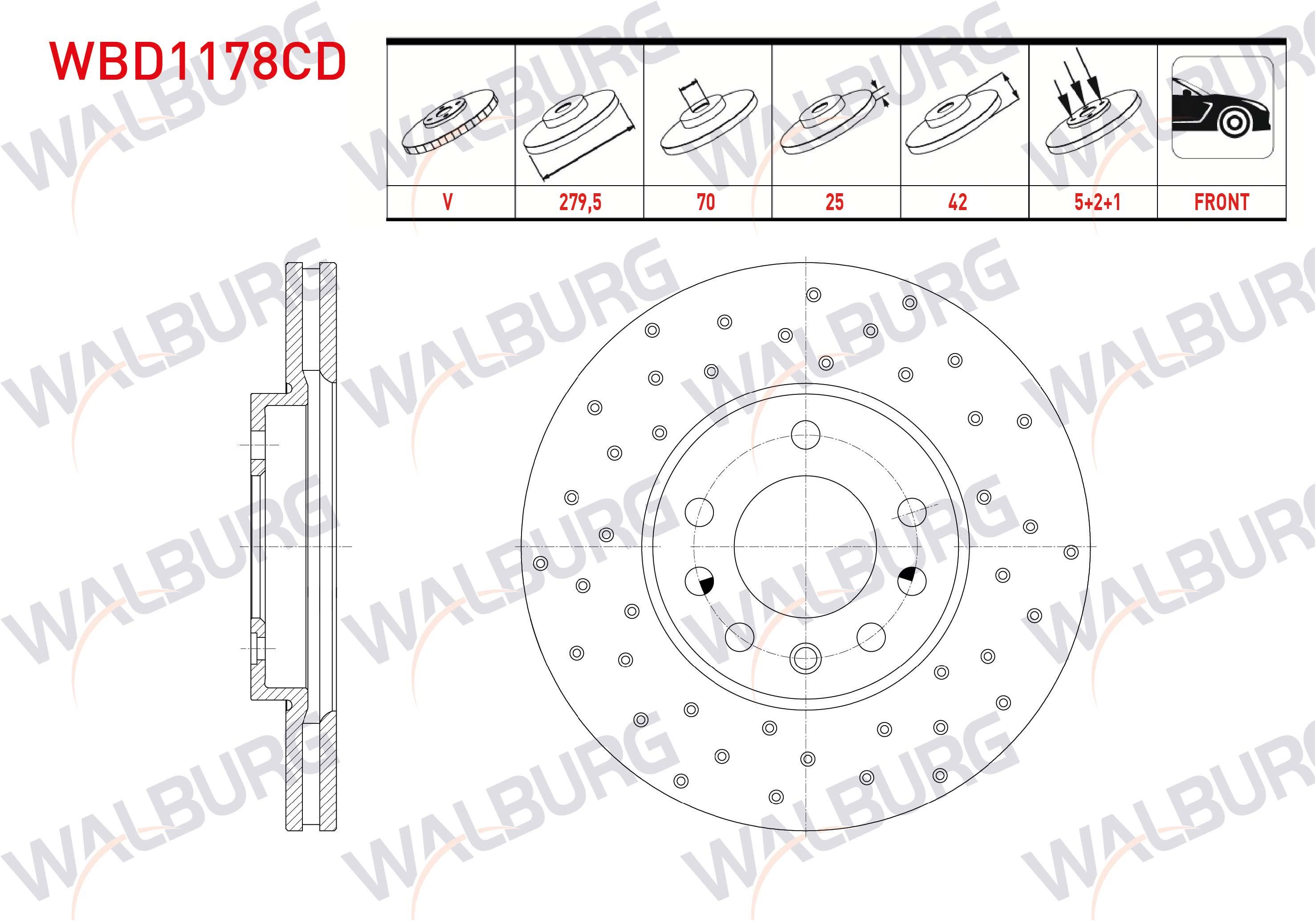 FREN DISKI ON HAVALI KAPLAMALI PERFORMANS DELIKLI 5 BJN 279,8X25X70X42 OPEL MERIVA A 1.3 CDTI 2003-2010