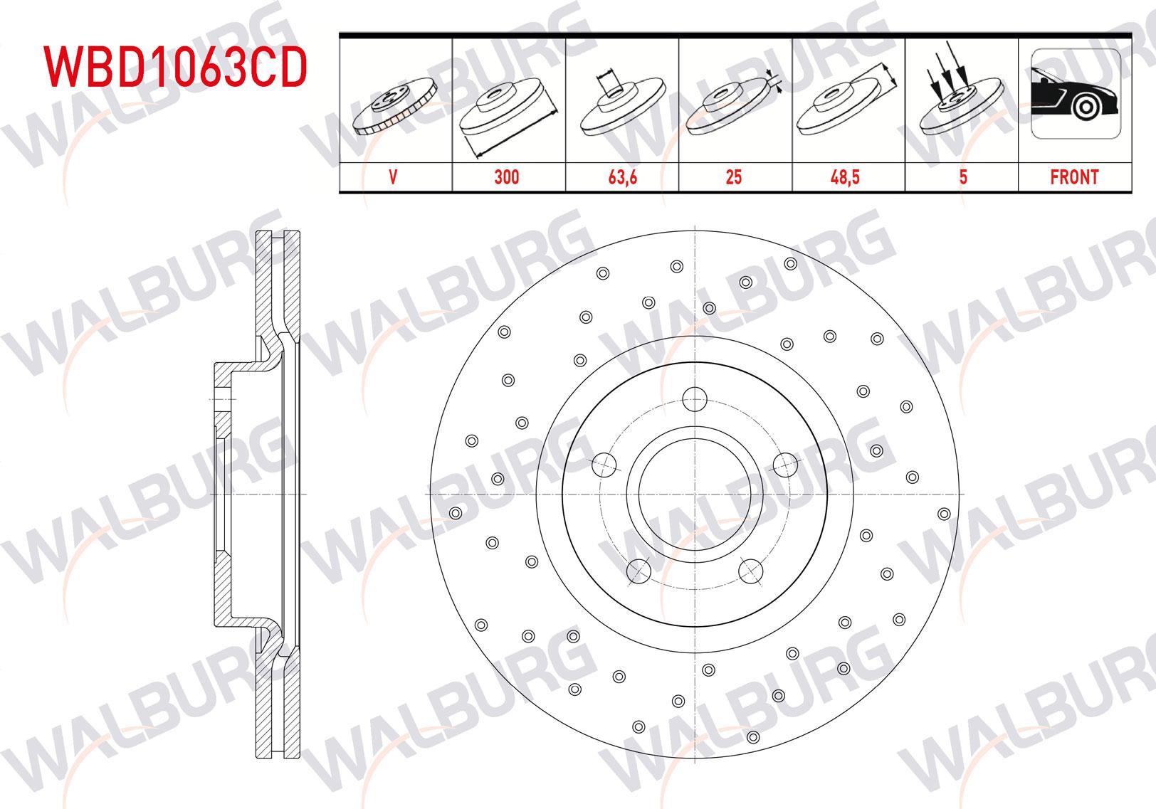 FREN DISKI ON HAVALI KAPLAMALI PERFORMANS DELIKLI 5 BJN 300X25X63,5X48,5 FORD KUGA KUGA III 1.5 EcoBlue 2019-