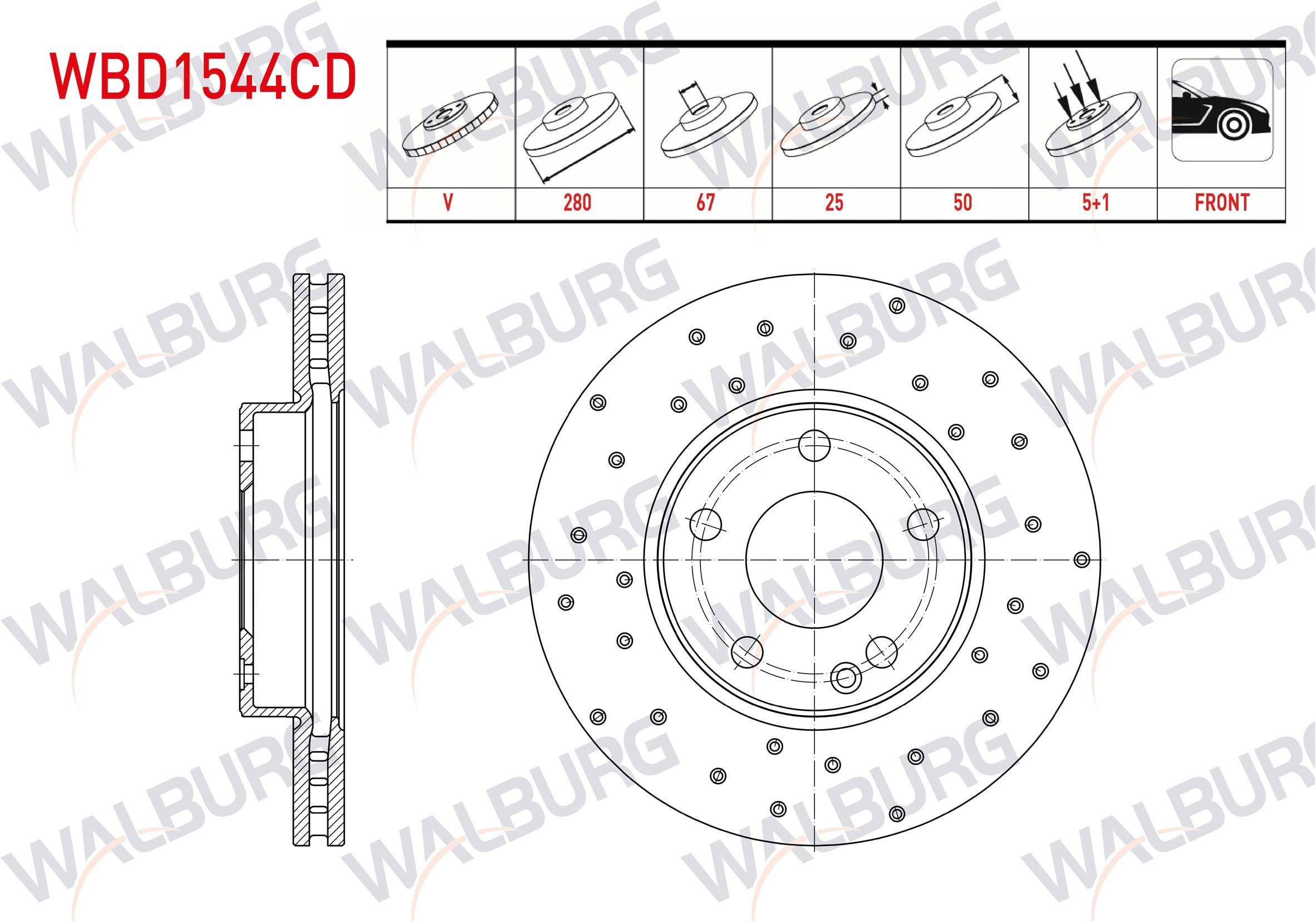 FREN DISKI ON HAVALI KAPLAMALI PERFORMANS DELIKLI MERCEDES A SERISI (W176) A 180 5 BIJON 280X25X67X50 2012-