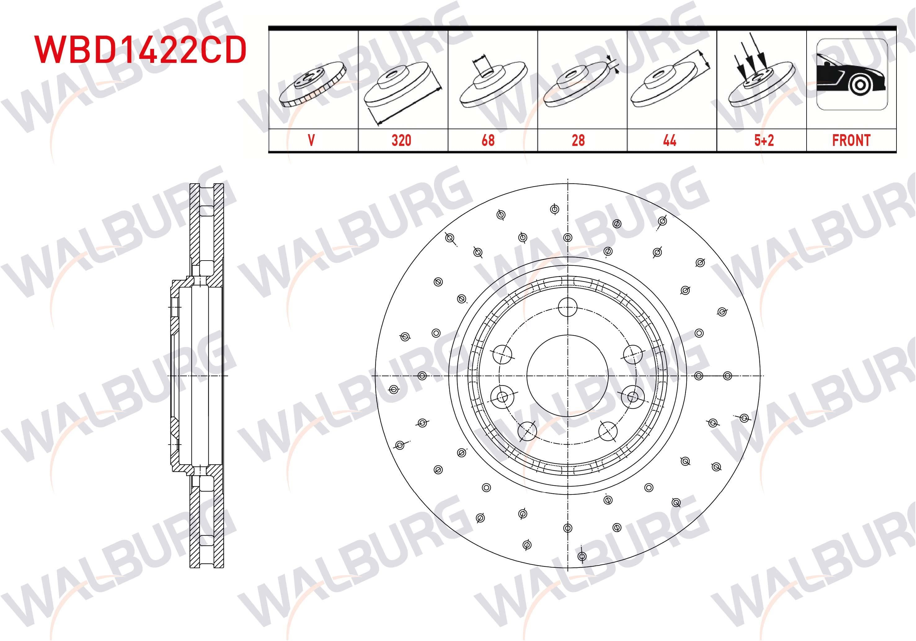 FREN DISKI ON HAVALI KAPLAMALI PERFORMANS DELIKLI 5 BJN 320X28X68X44 RENAULT MEGANE IV 1.6 DCI 16-/ CLIO IV 1.6 12-/ LAGUNA III 2.0 DCI 07- / LAGUNA III 2.0i 16v 07-/ SCENIC IV 1.6 DCI 15-