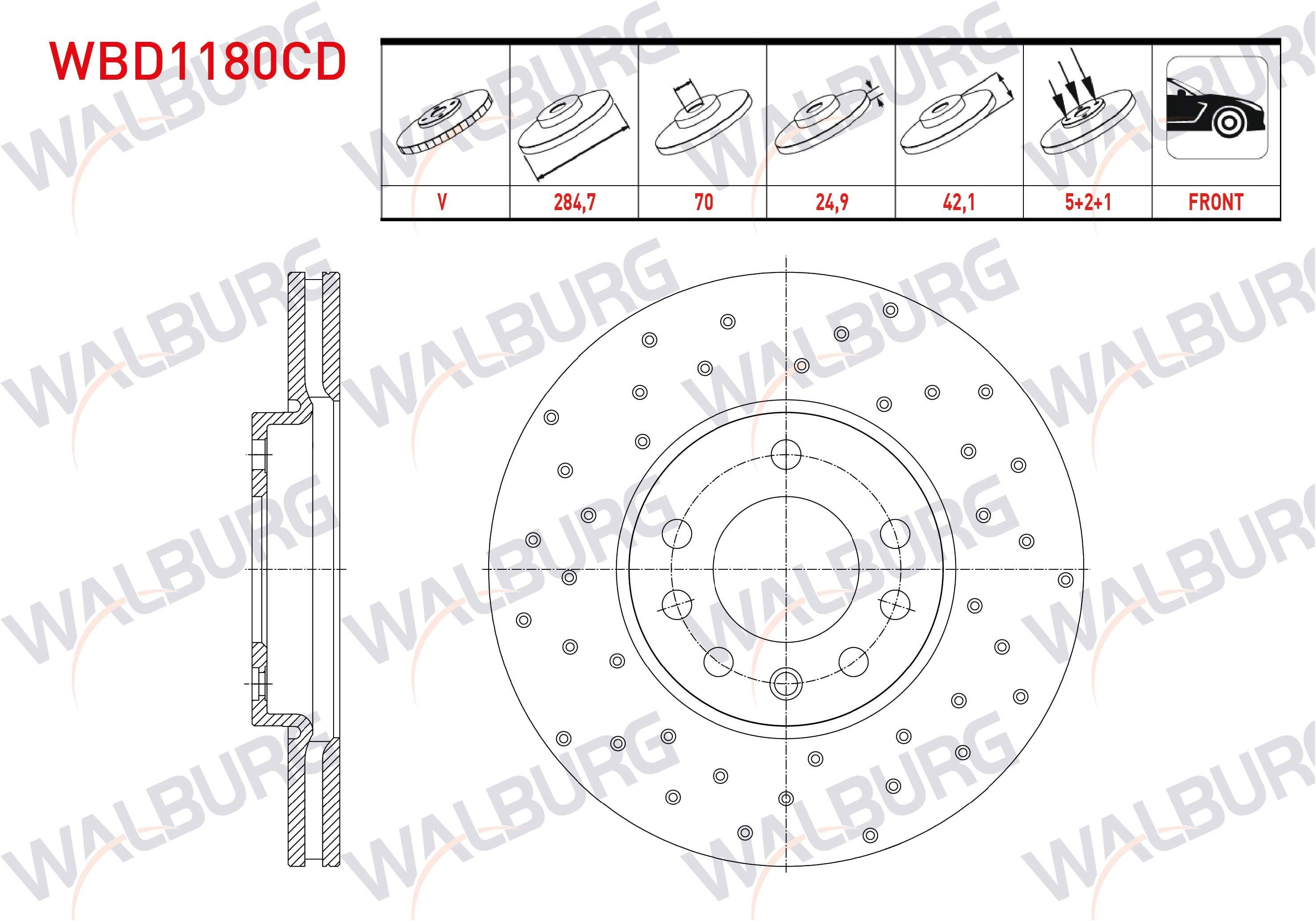 FREN DISKI ON HAVALI KAPLAMALI PERFORMANS DELIKLI 5 BJN 284,7X24,9X70X42,1 OPEL VECTRA C 1.8 16v 2002-2008