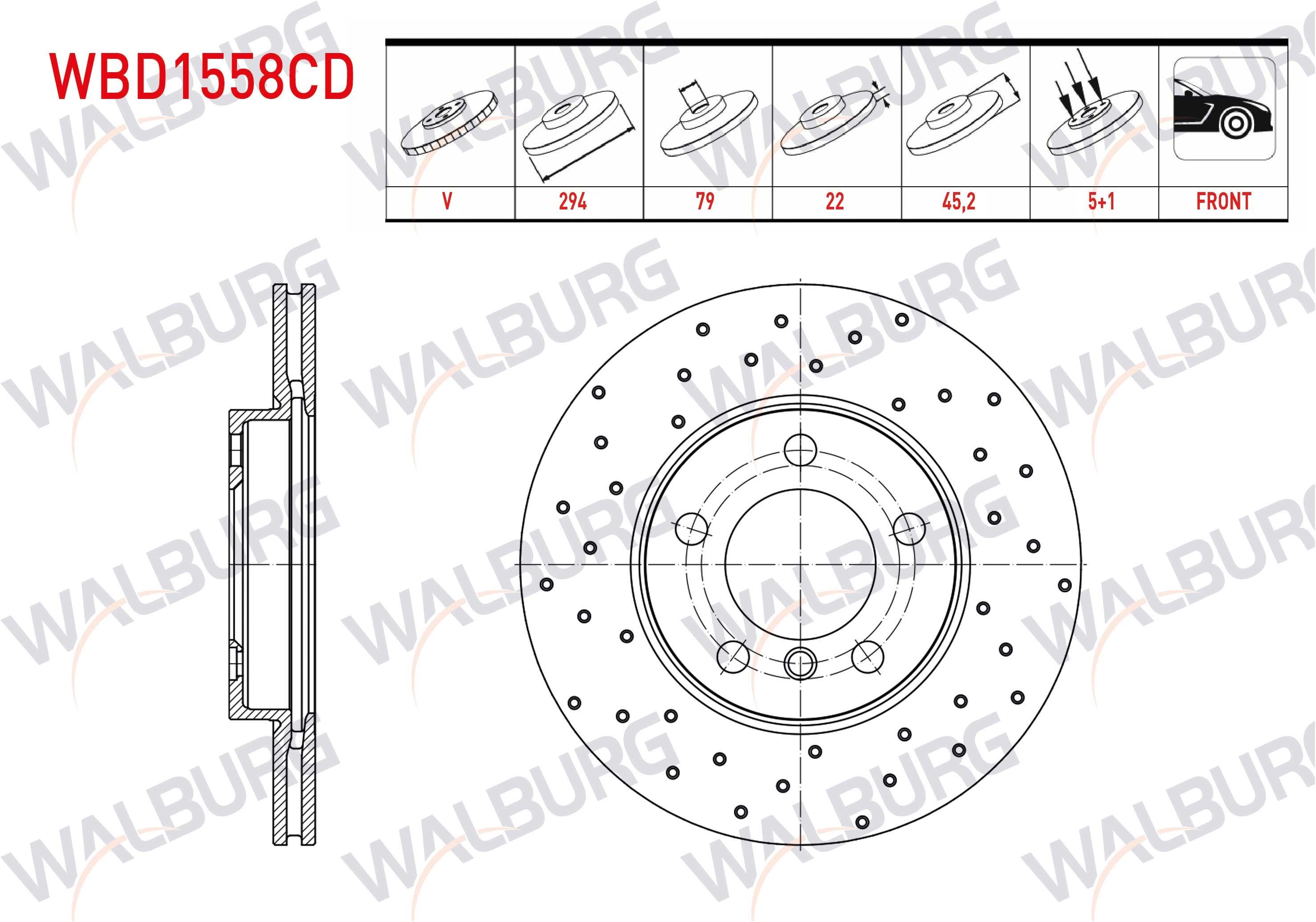 FREN DISKI ON HAVALI KAPLAMALI PERFORMANS DELIKLI 5 BJN 294X22X79X45,2 MINI COOPER COUNTRYMAN (R60) 1.6 - 1.6 D - 1.6 S 2010-2014