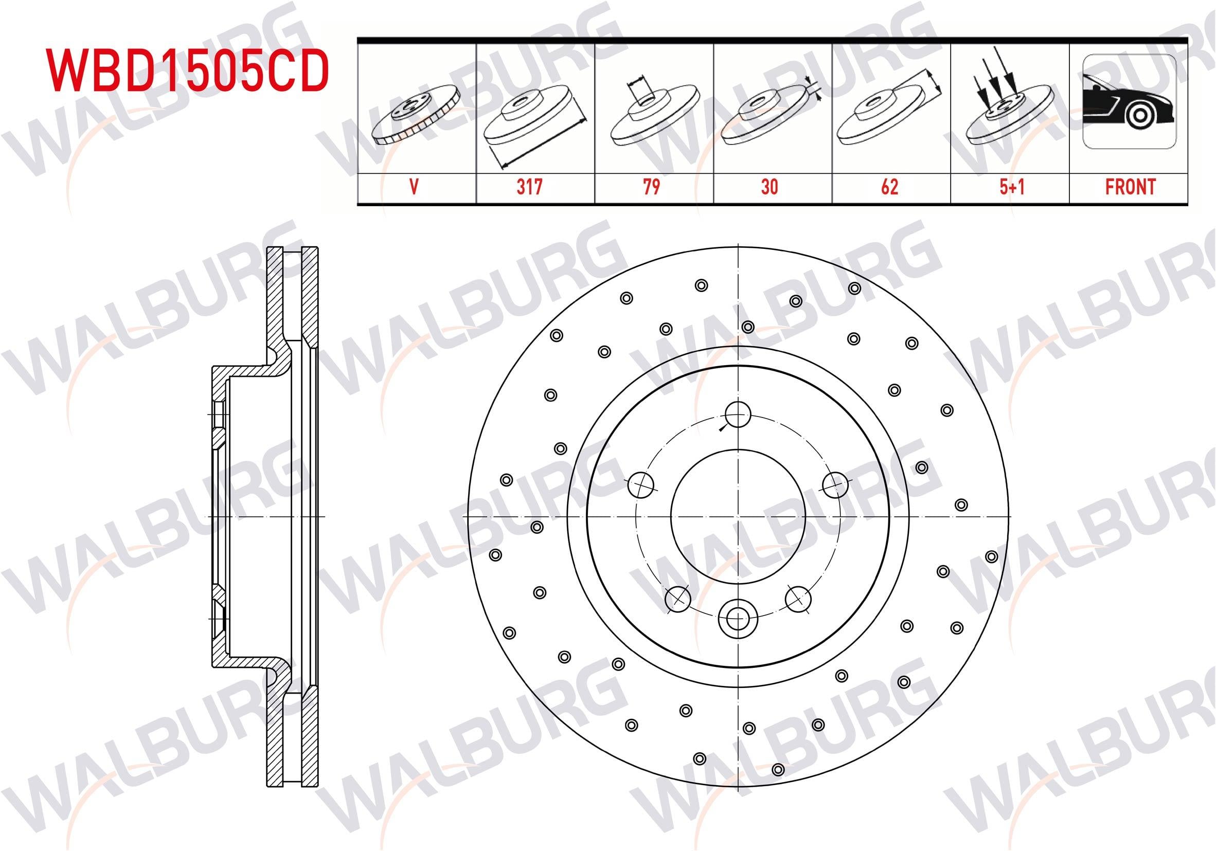 FREN DISKI ON HAVALI KAPLAMALI PERFORMANS DELIKLI LAND ROVER DISCOVERY III (TAA) 2.7 V6 TDI 5 BIJON 317X30X79X62 2004-2010