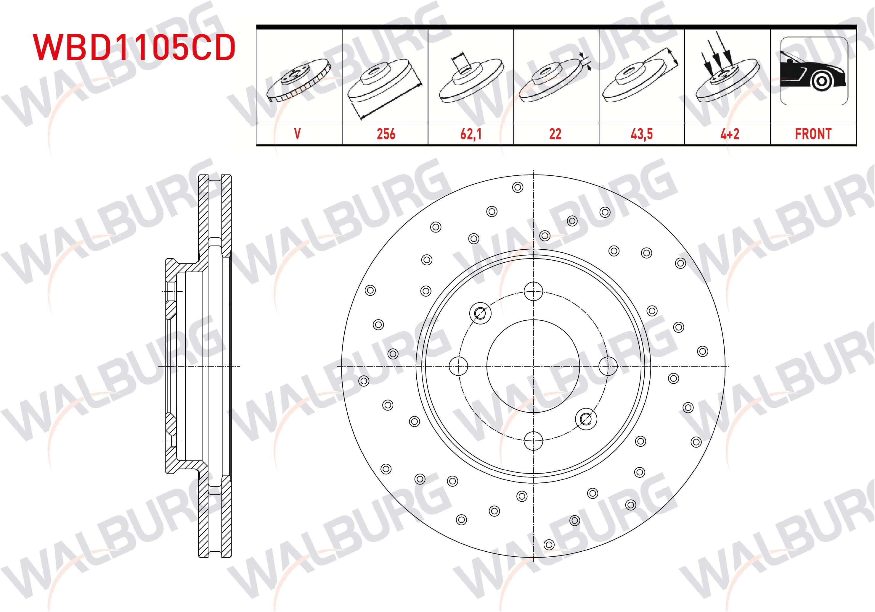 FREN DISKI ON HAVALI KAPLAMALI PERFORMANS DELIKLI 4 BJN 256X22X62,1X43,5 HYUNDAI ACCENT BLUE 1.4 CVVT 2012-