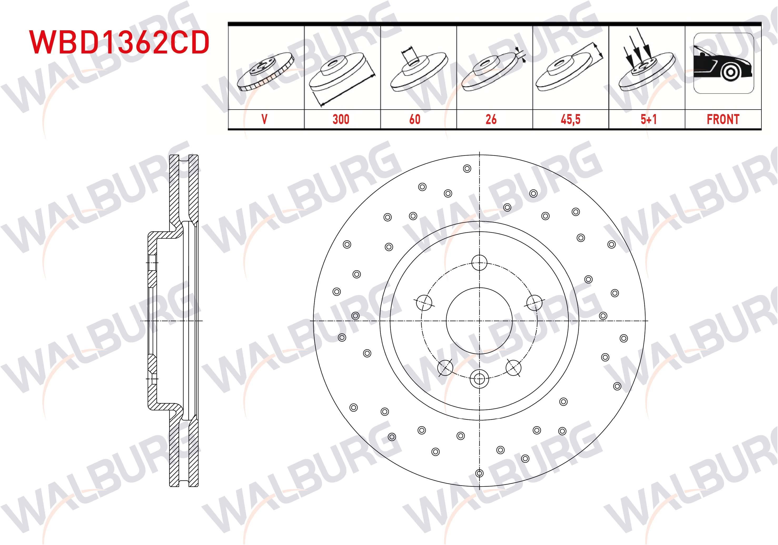 FREN DISKI ON HAVALI KAPLAMALI PERFORMANS DELIKLI 5 BJN 16 JANT 300X26X60X45,50 OPEL ASTRA K 1.6i TURBO 2015-