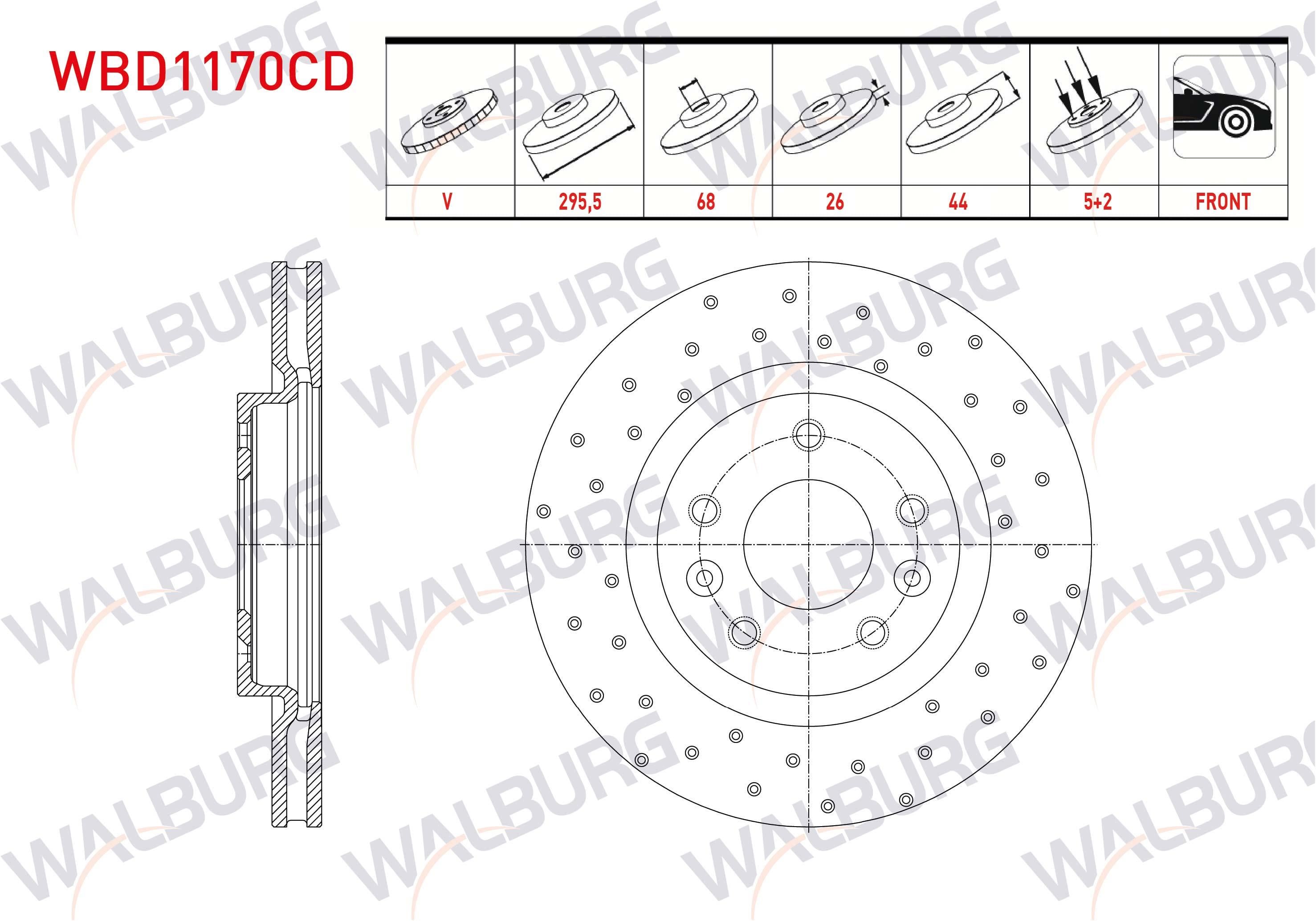 FREN DISKI ON HAVALI KAPLAMALI PERFORMANS DELIKLI 5 BJN 295,5X26X68X44 NISSAN QASHQAI 1.3 DIG-T 21- 1.6 DCI - 1.5 DCI - 1.2 DIG-T 14-/X-TRAIL 1.6 DCI 13-/RENAULT KADJAR 1.5 DCI - 1.6 DCI - 1.2 Tce 15-