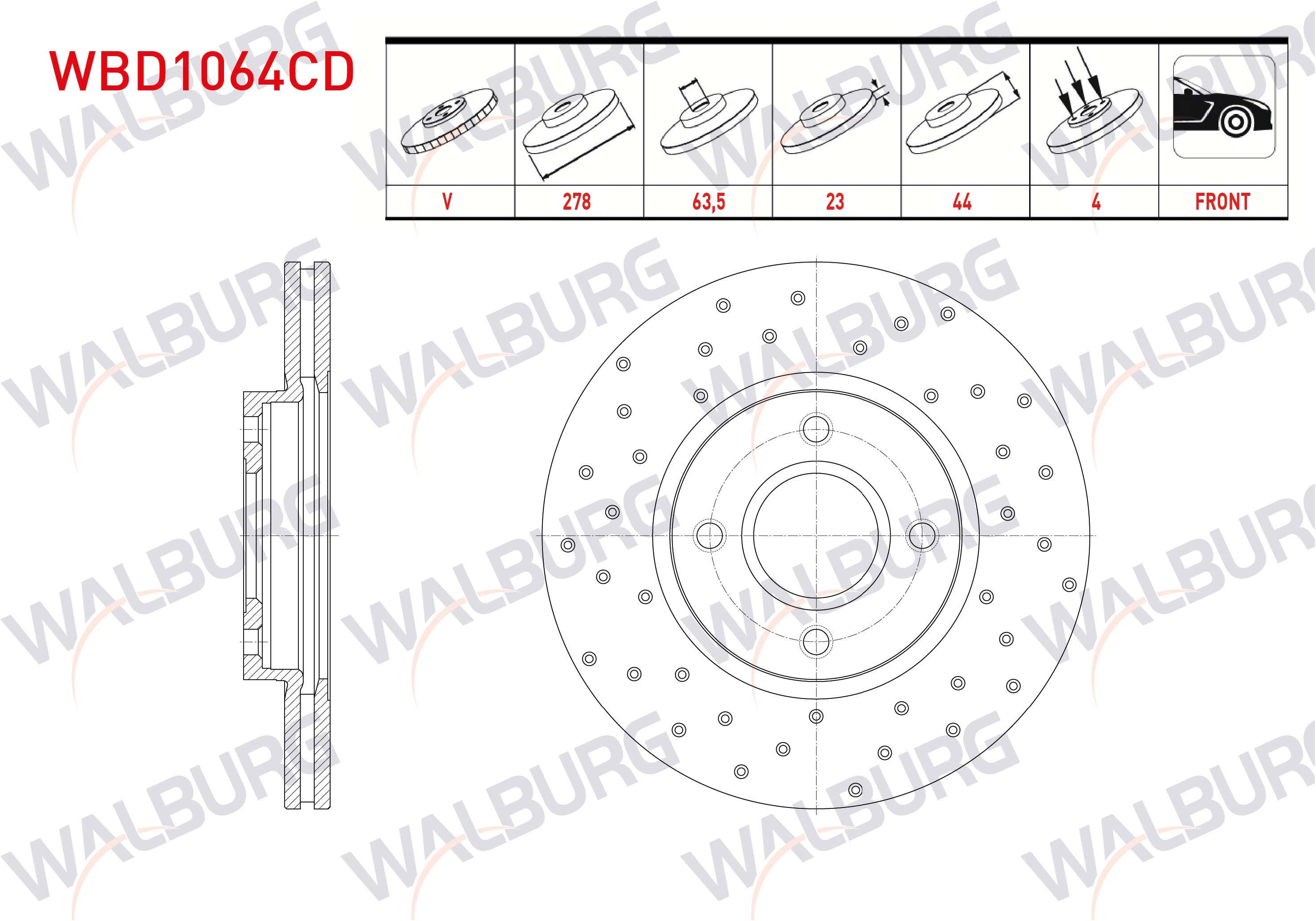 FREN DISKI ON HAVALI KAPLAMALI PERFORMANS DELIKLI 4 BJN 278X23X63,5X44 FORD B-MAX 1.4i 2012-
