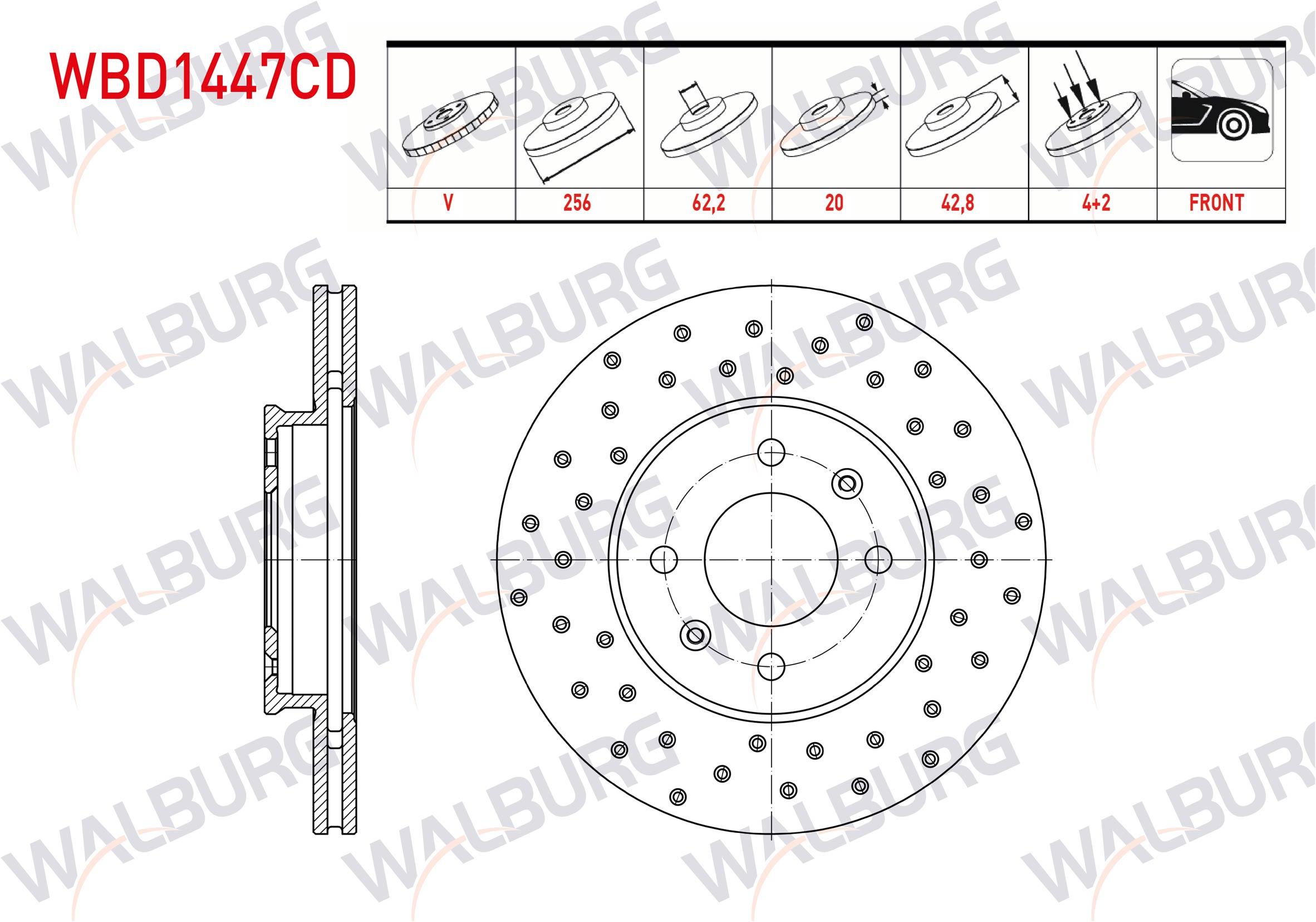 FREN DISKI ON HAVALI KAPLAMALI PERFORMANS DELIKLI 4 BJN 256X20X62,2X42,8 KIA PICANTO 1.0 MPI - 1.25 MPI 2017-