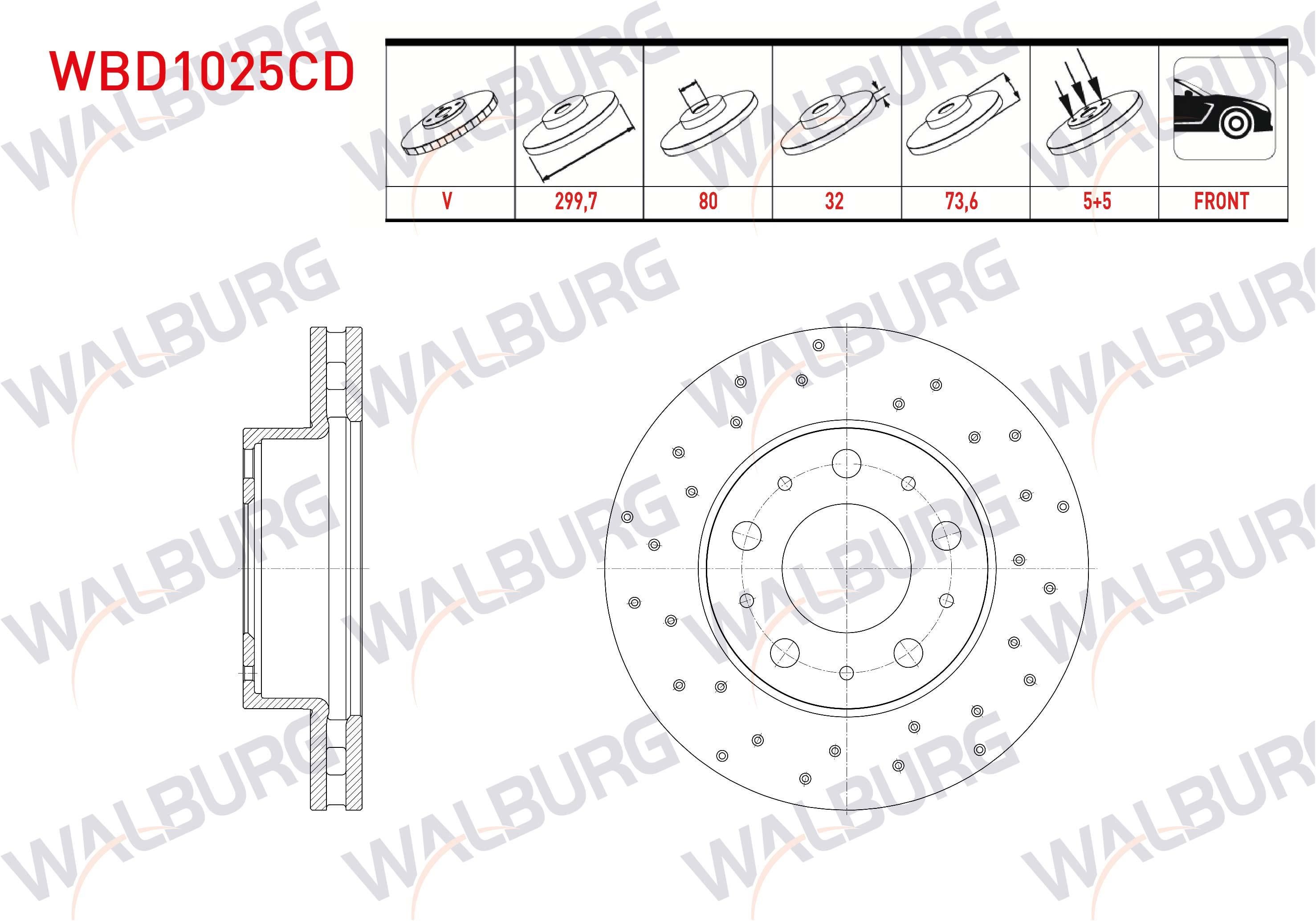FREN DISKI ON HAVALI KAPLAMALI PERFORMANS DELIKLI 5 BJN 299,7X32X80X73,6 FIAT DUCATO 2.3 MJT 2006-2014