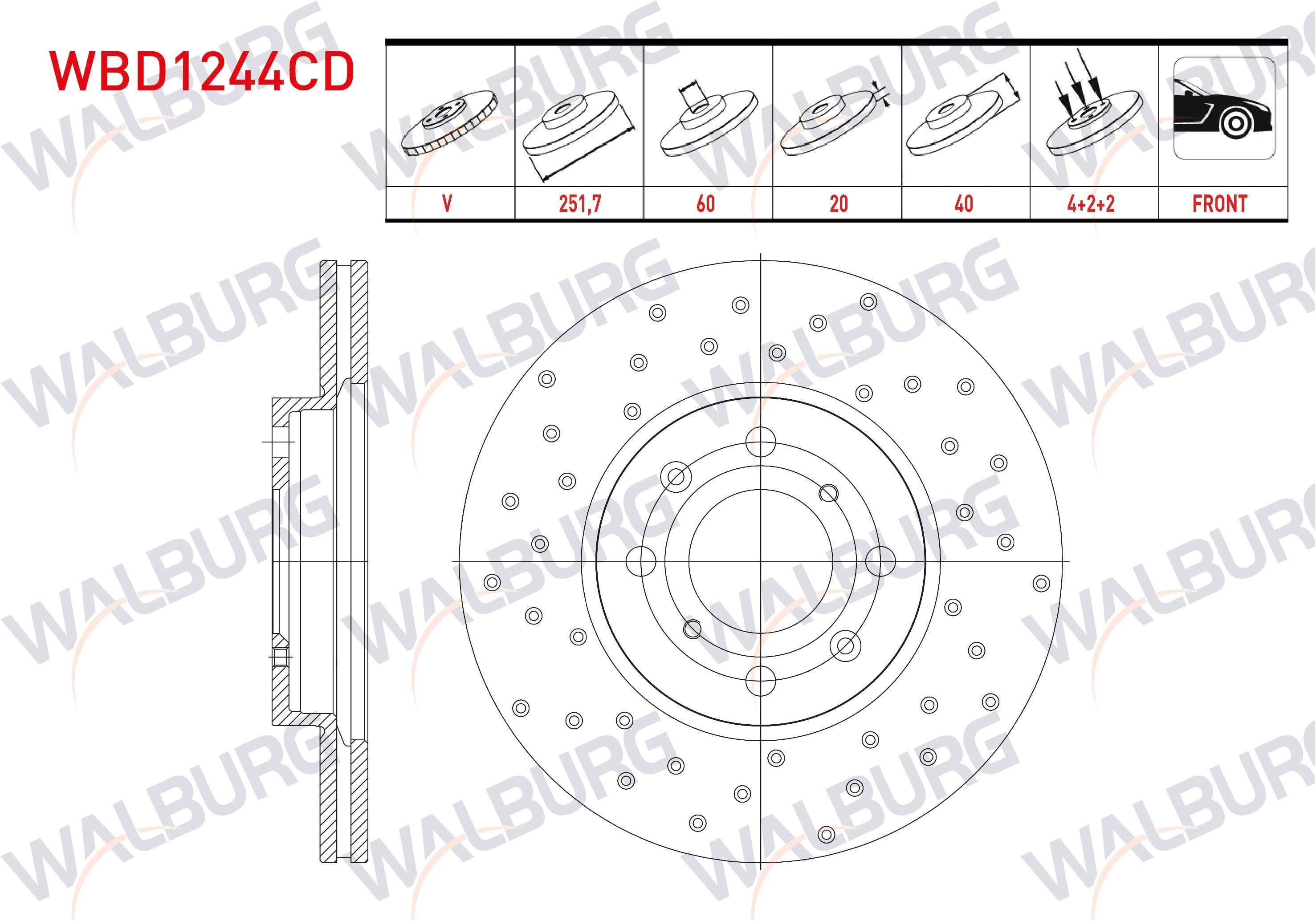 FREN DISKI ON HAVALI KAPLAMALI PERFORMANS DELIKLI 4 BJN 251,7X20X60X40 SUZUKI SPLASH 1.3 CDTI 2008-