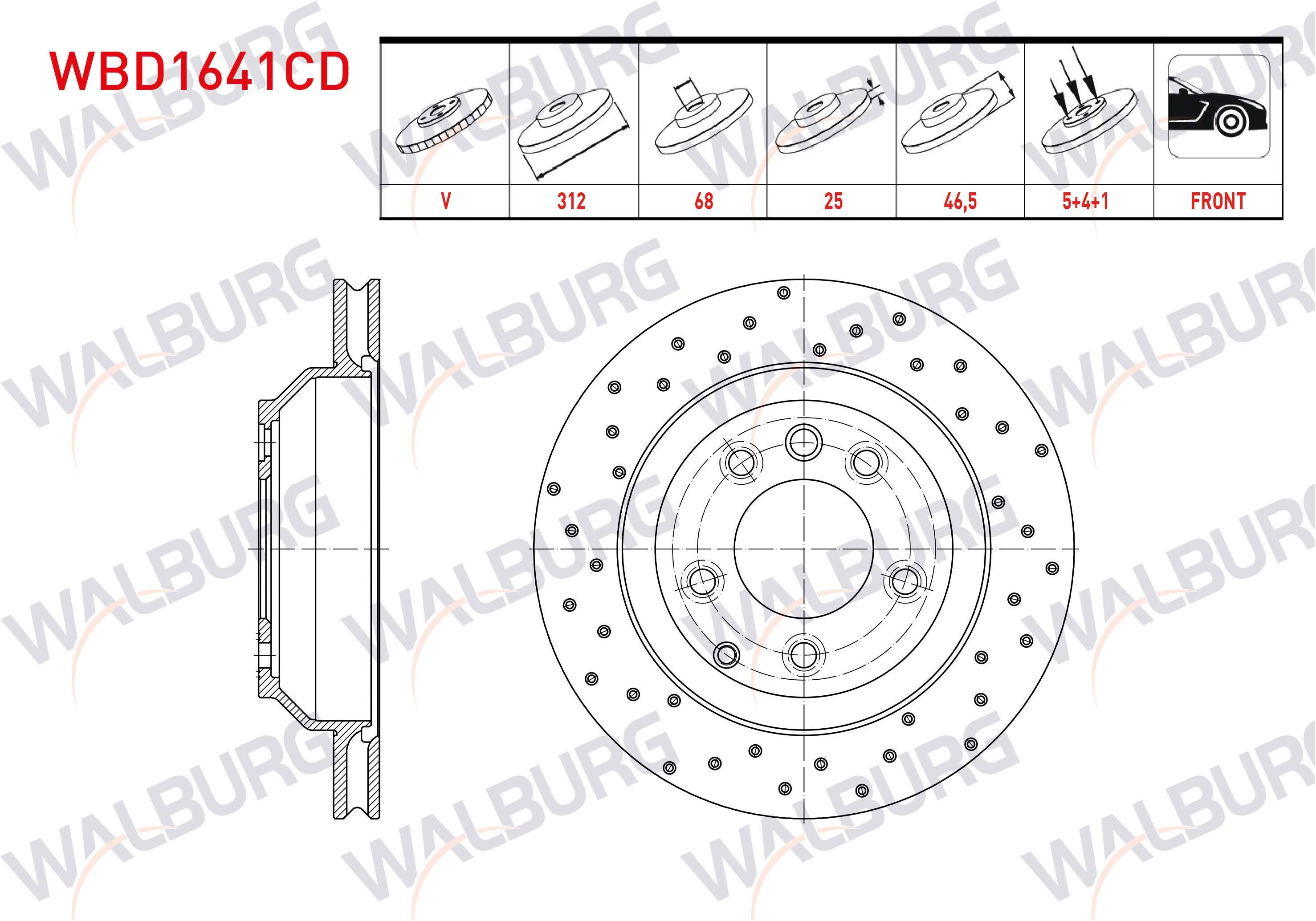 FREN DISKI ON HAVALI KAPLAMALI PERFORMANS DELIKLI 5 BJN 312X25X68X46,5 AUDI A4 B6 2000-2004/A4 B7 2004-2008/A6 C5 1997-2005/SEAT EXEO 2009-2013 / SKODA SUPERB 2001-2008/VW PASSAT B5 1996-2005