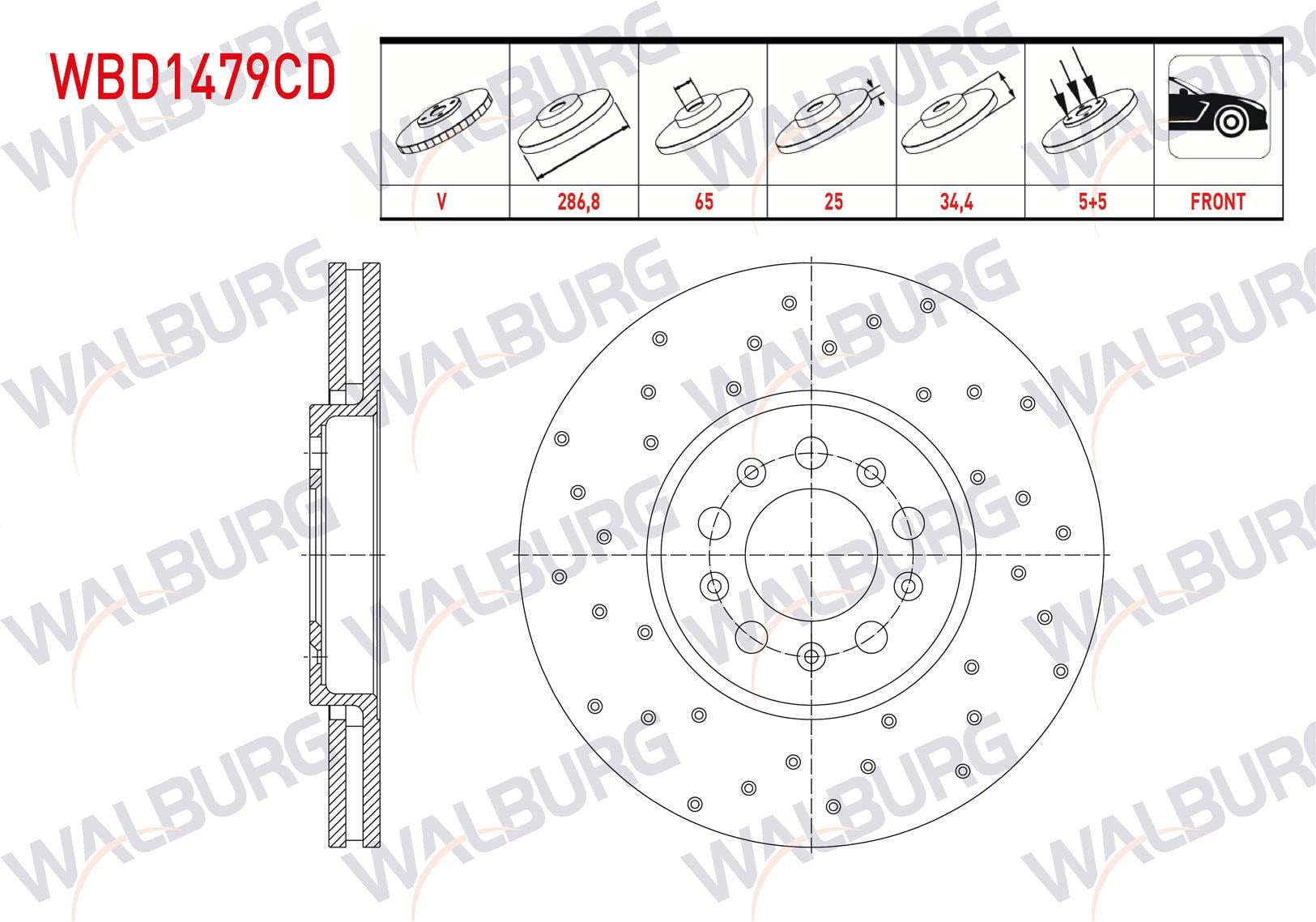 FREN DISKI ON HAVALI KAPLAMALI PERFORMANS DELIKLI 5 BJN 320X20X63,5X43 VOLKSWAGEN GOLF IV (1J1) 1.9 TDI 1997-2005