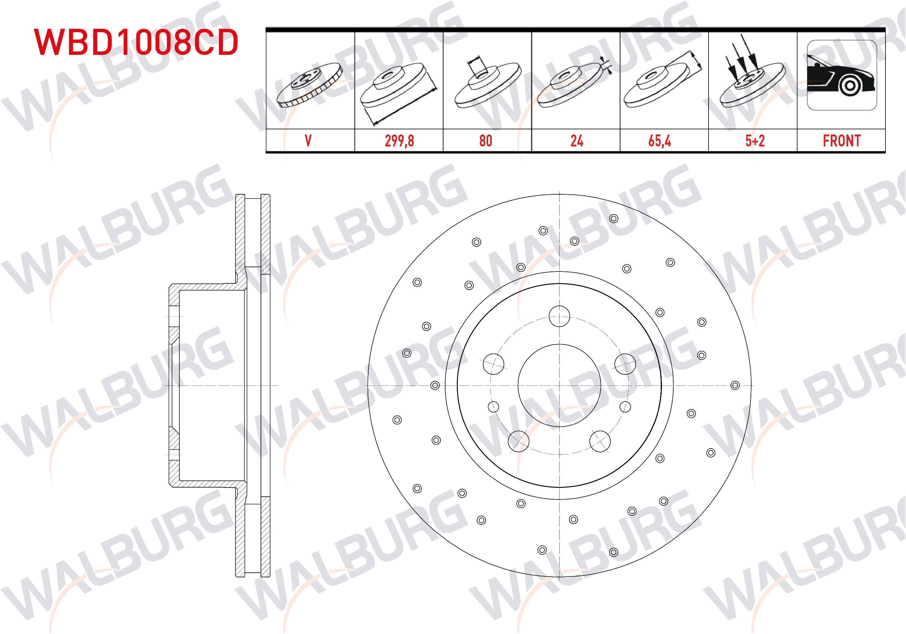FREN DISKI ON HAVALI KAPLAMALI PERFORMANS DELIKLI 5 BJN 299,8X24X80X65,4 FIAT DUCATO (250) 2.5 D 2006-2014
