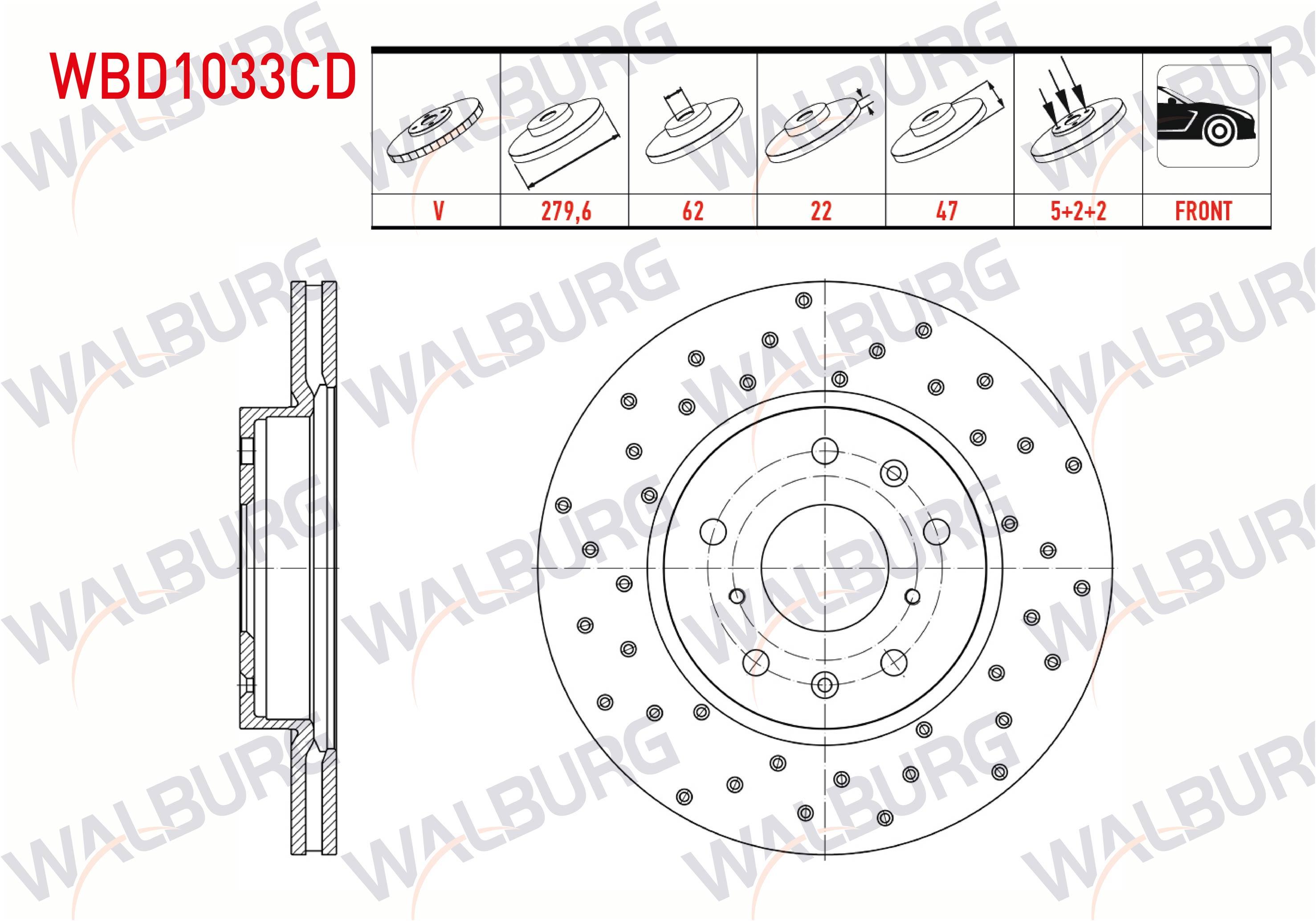 FREN DISKI ON HAVALI KAPLAMALI PERFORMANS DELIKLI SUZUKI SX4 (GY) 1.5 VVT-I 5 BIJON 279,6X22X62X47 2006-2013