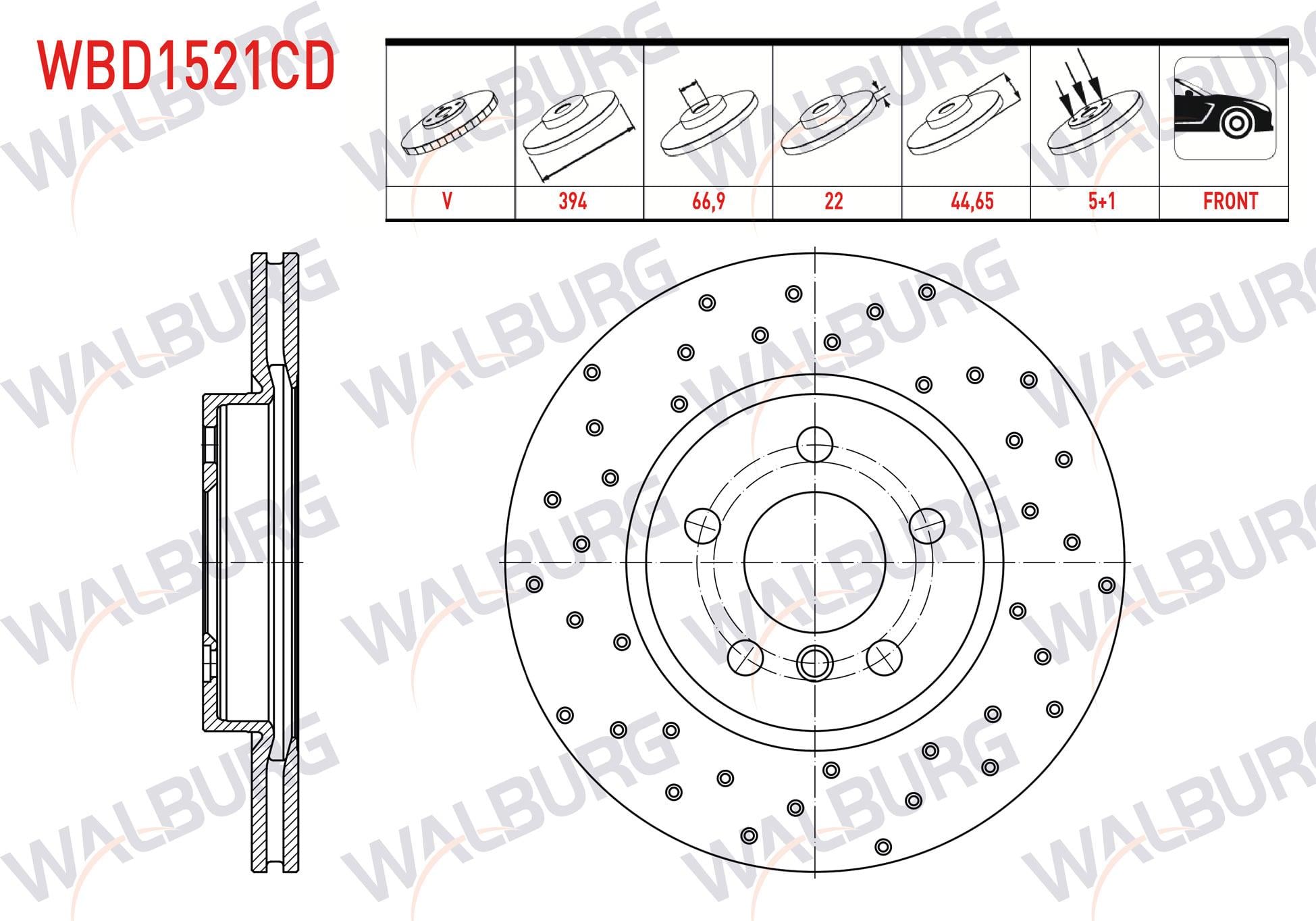 FREN DISKI ON HAVALI KAPLAMALI PERFORMANS DELIKLI BMW 2 SERISI (F45) 216 D 5 BJN 294X22X66,9X44,65 2014-