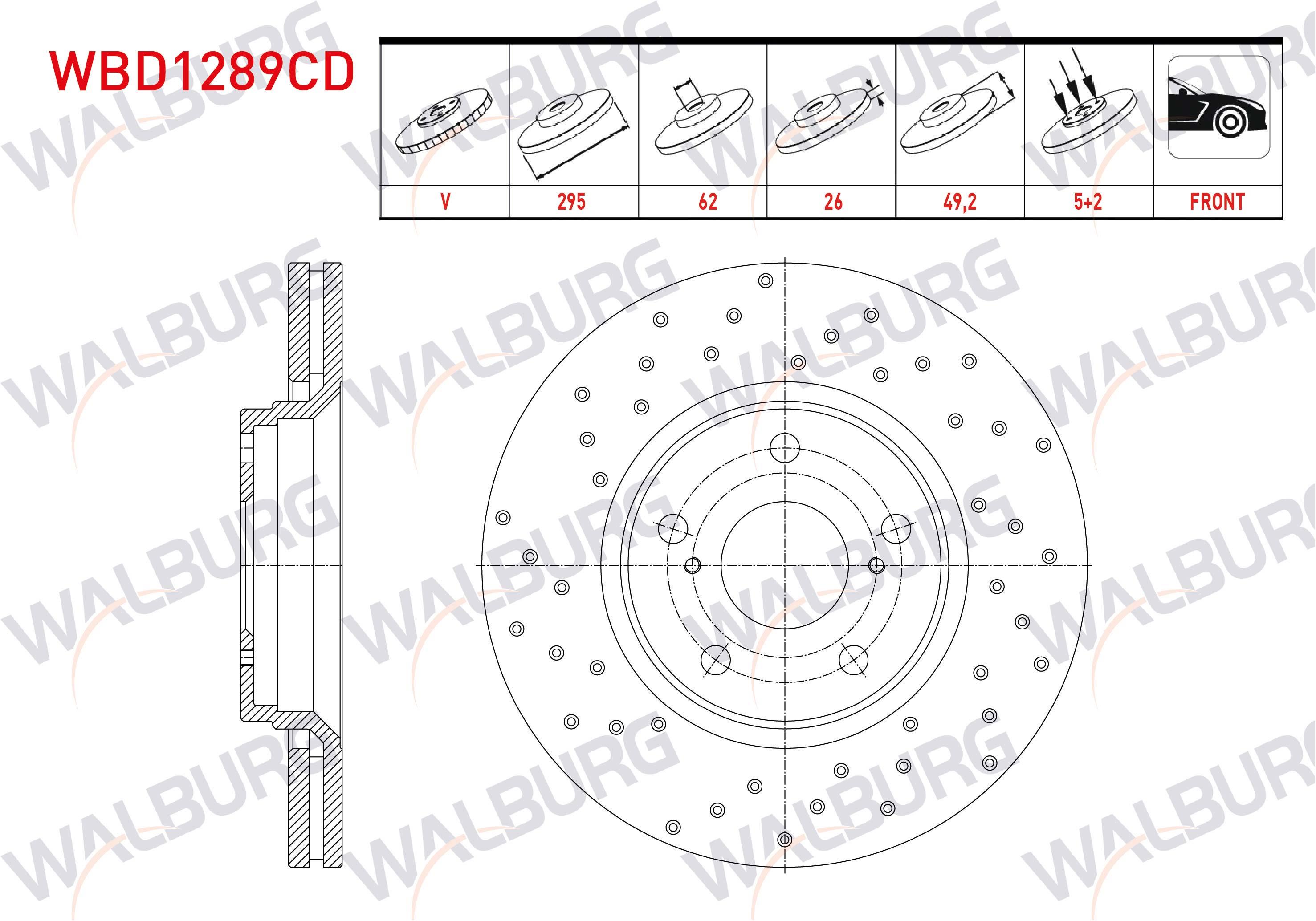 FREN DISKI ON HAVALI KAPLAMALI PERFORMANS DELIKLI 5 BJN 295X26X62X49,2 TOYOTA AVENSIS (T27) 1.8i 2009-