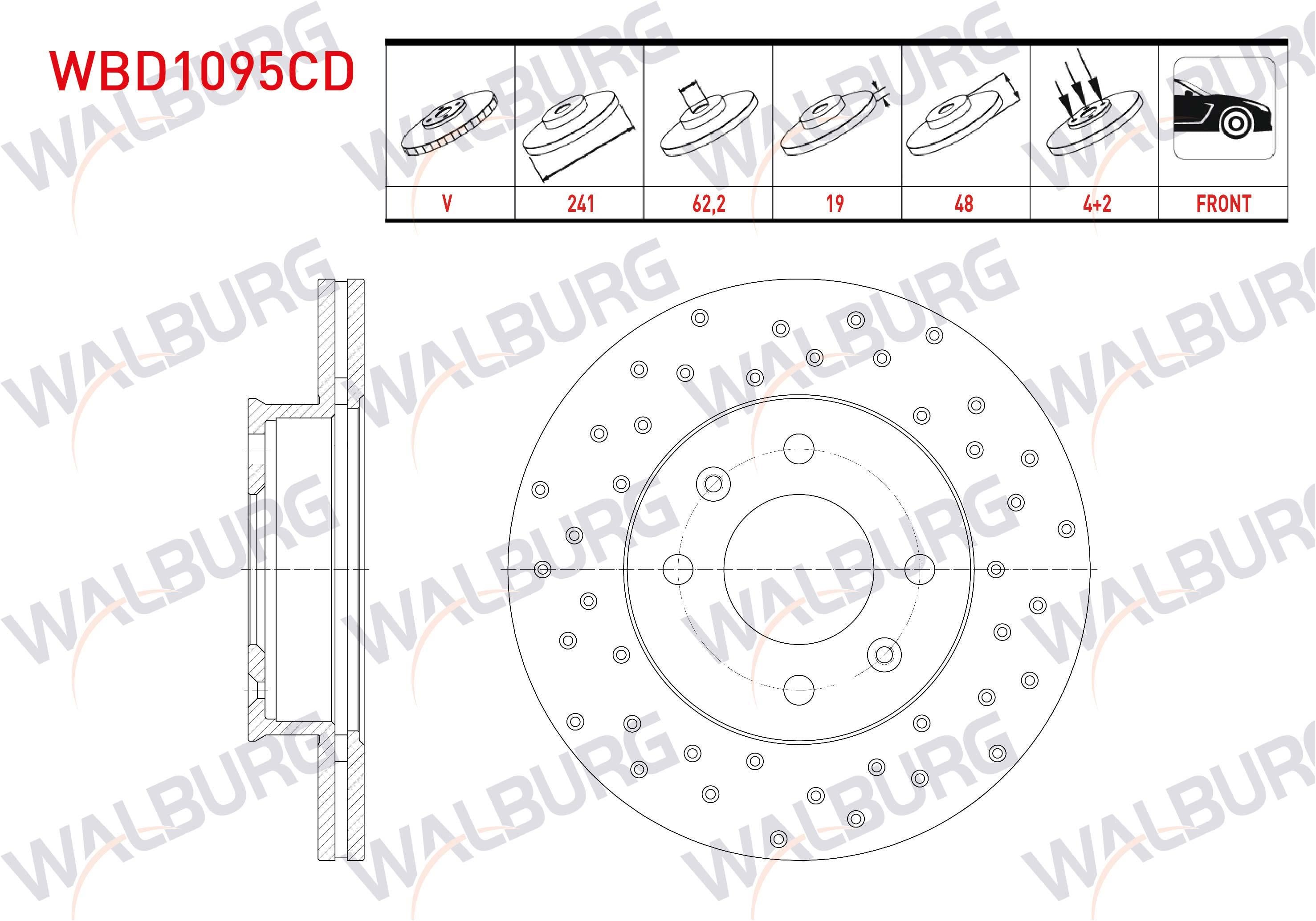 FREN DISKI ON HAVALI KAPLAMALI PERFORMANS DELIKLI 4 BJN 241X19X62,2X48 HYUNDAI GETZ (TB) 1.1i 2002-2008
